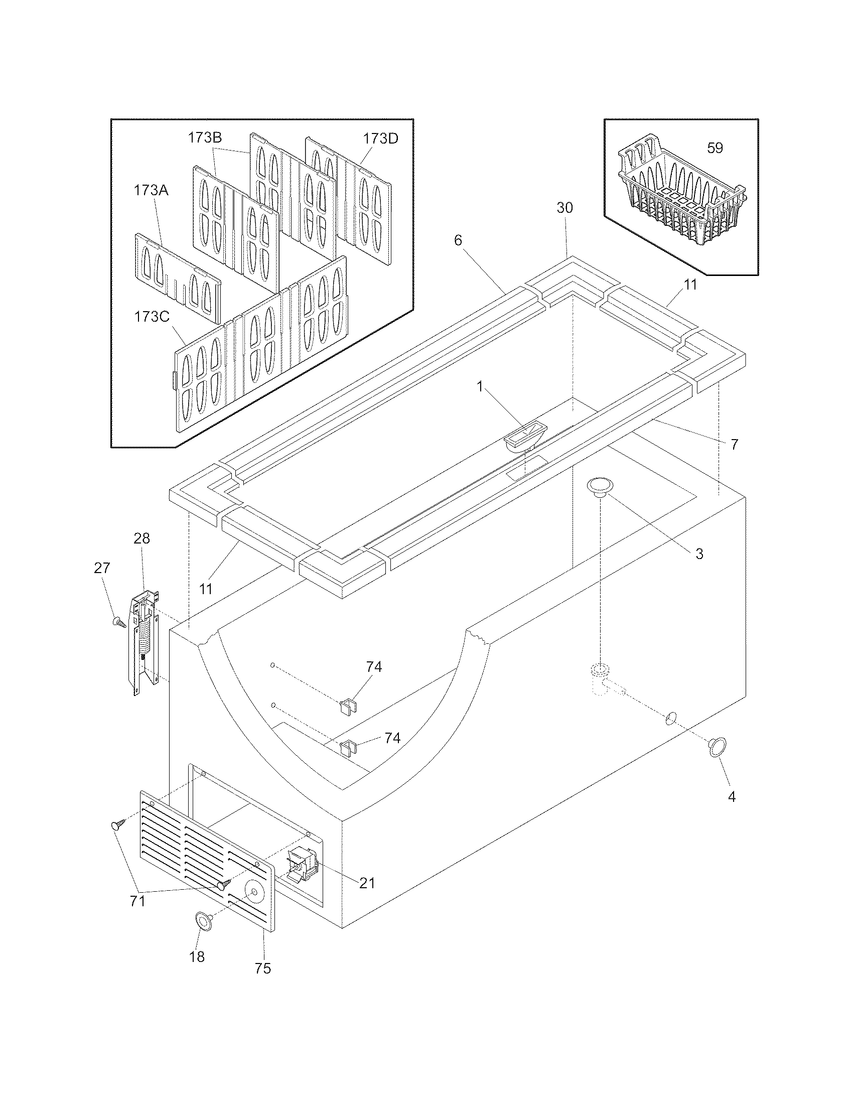 Frigidaire GLFC2528FW9 cabinet diagram