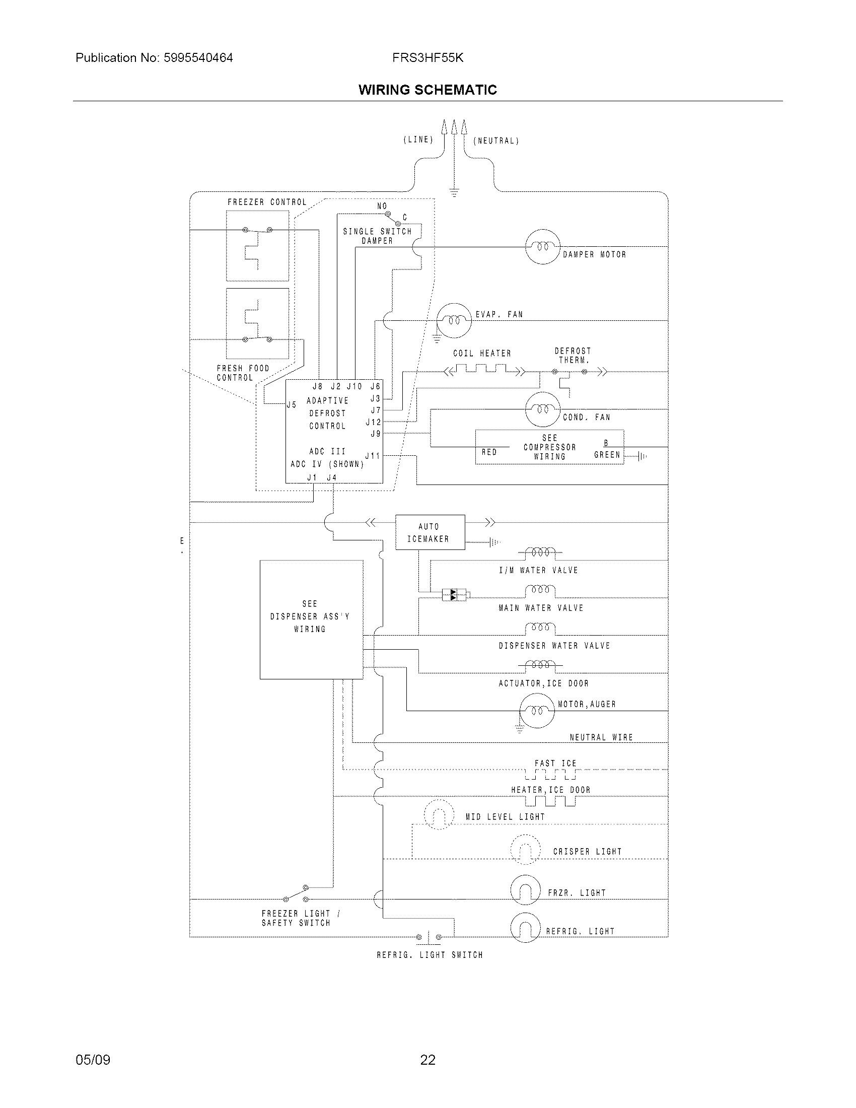 Frigidaire FRS3HF55KW0 wiring schematic diagram