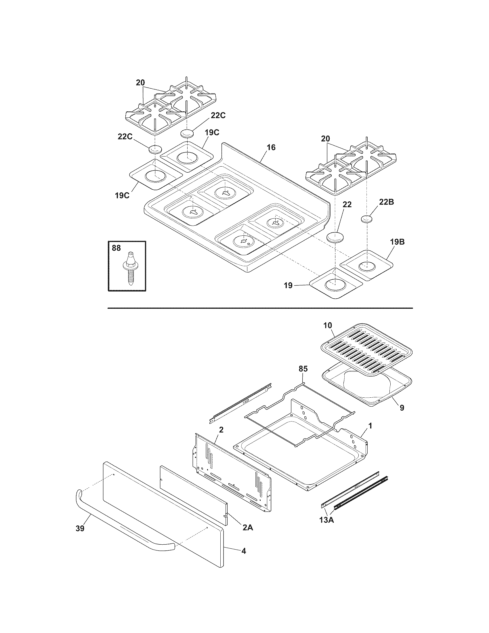 Kenmore 79070113705 top/drawer diagram