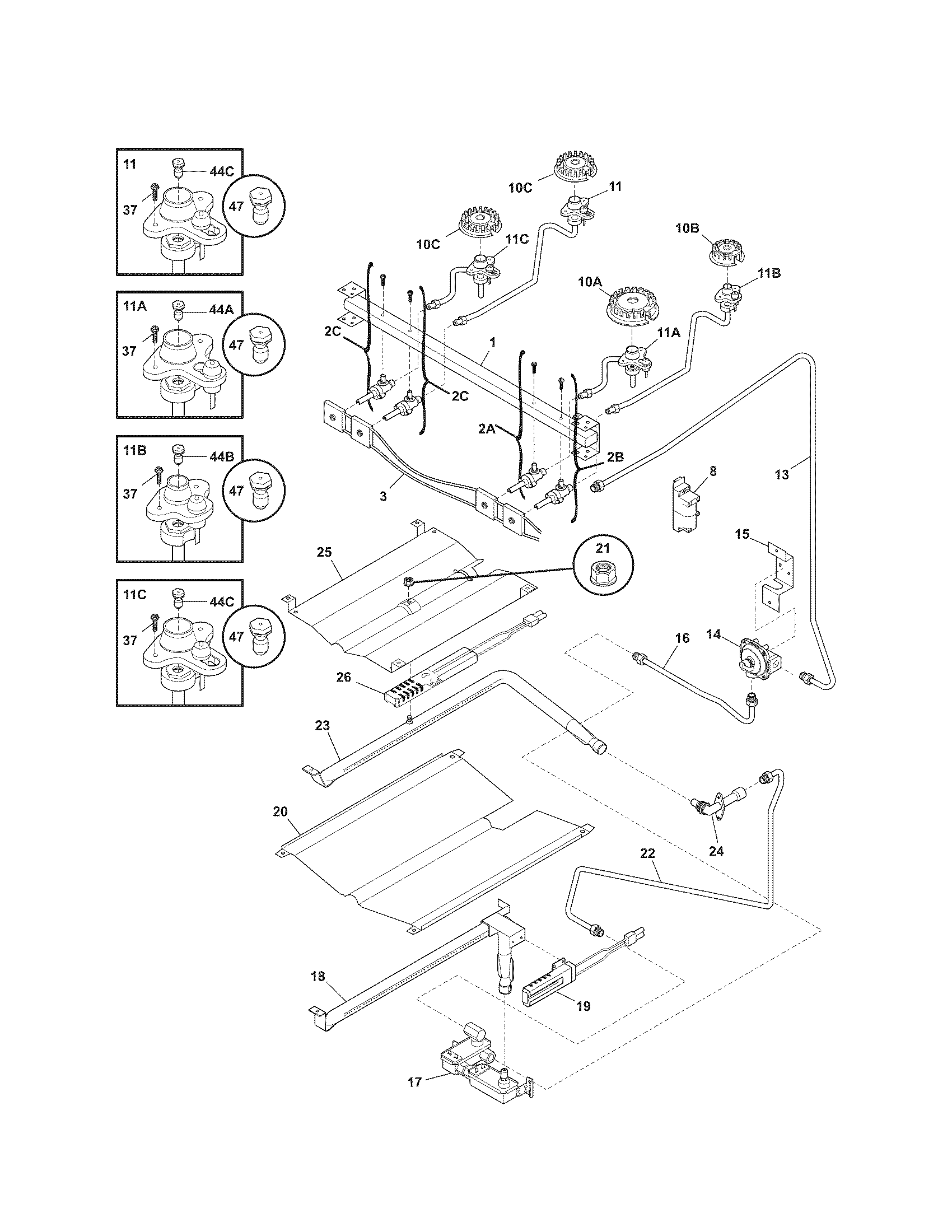 Kenmore 79071343706 burner diagram