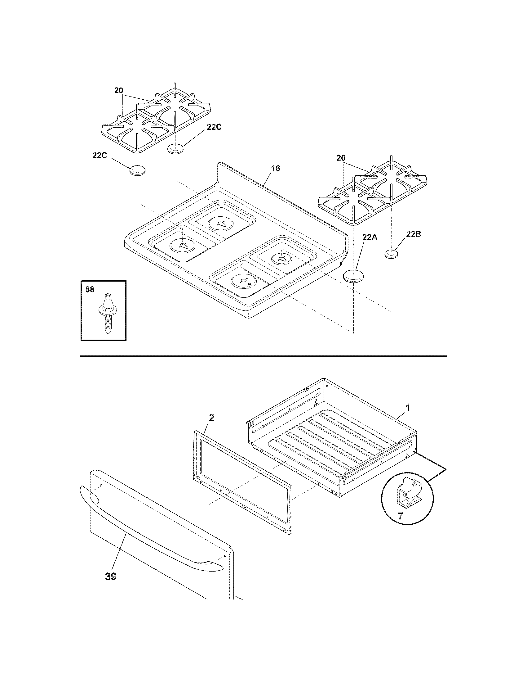 Kenmore 79071343706 top/drawer diagram