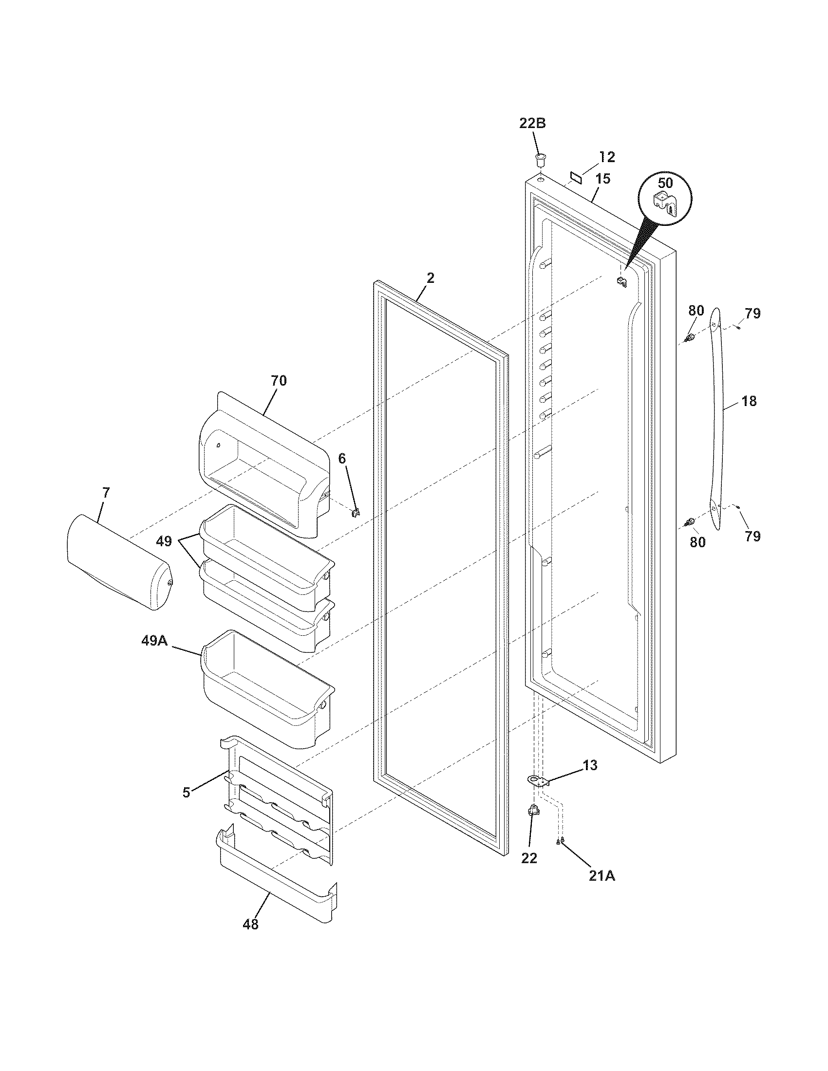 Frigidaire GHSC39EJPB2 refrigerator door diagram