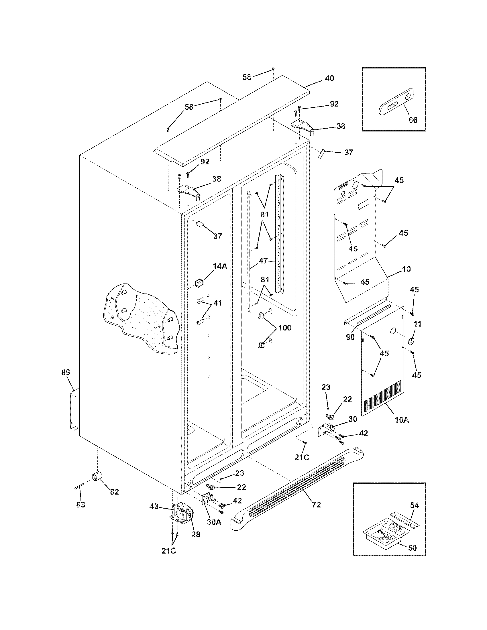 Frigidaire GHSC39EJPB2 cabinet diagram