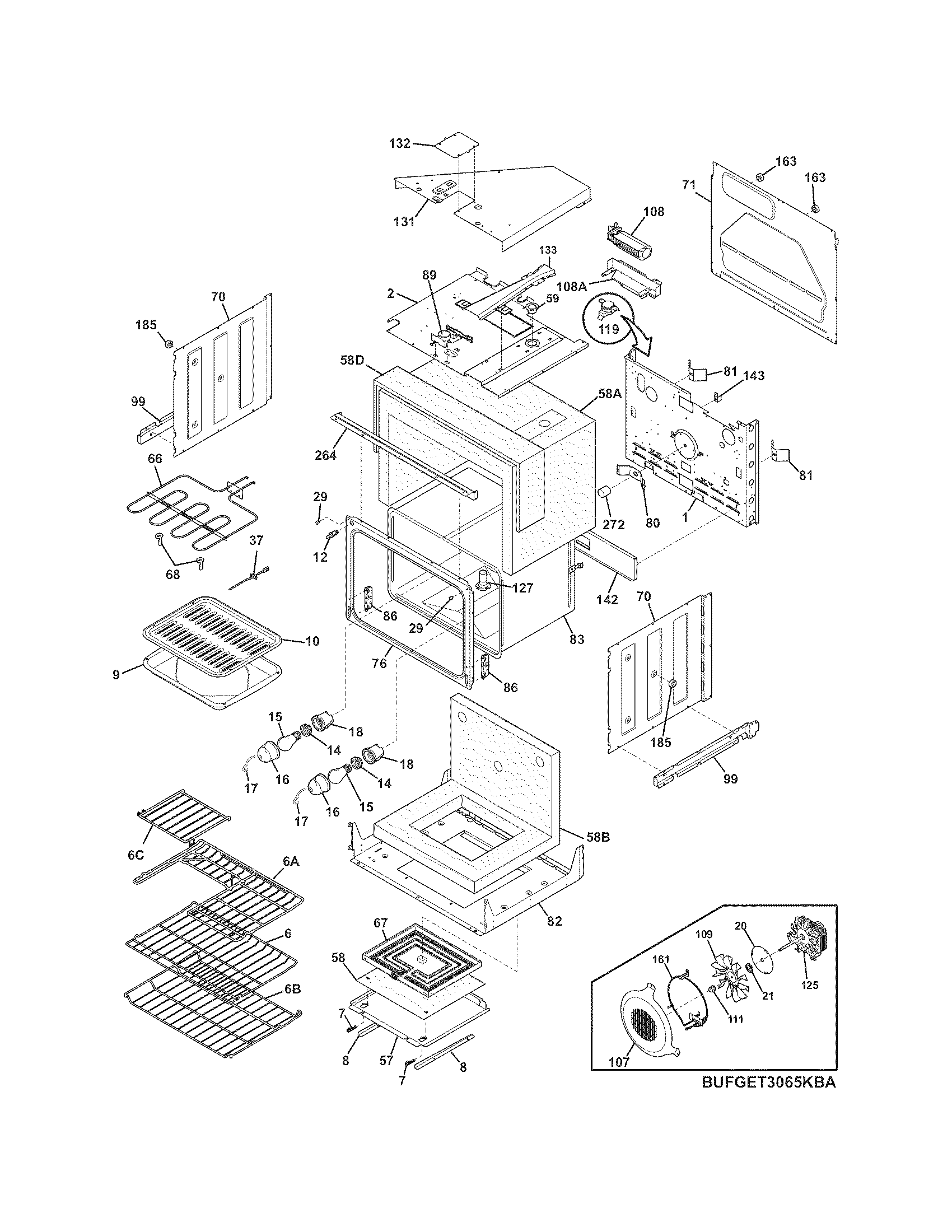 Frigidaire FGET3065KBA upper oven diagram