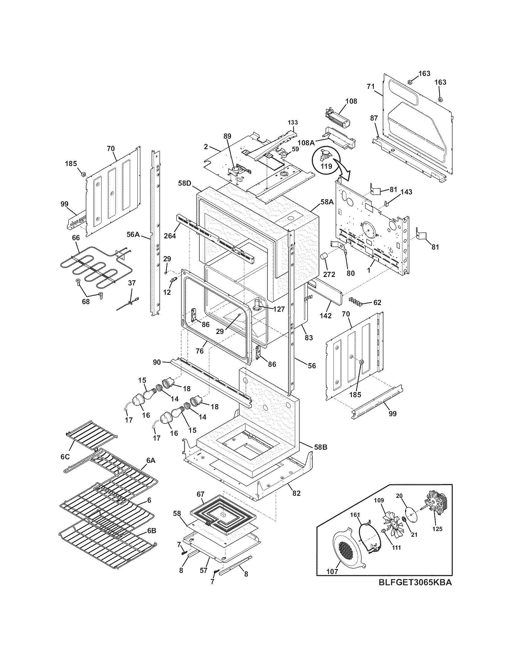 Frigidaire FGET3065KFA lower oven diagram