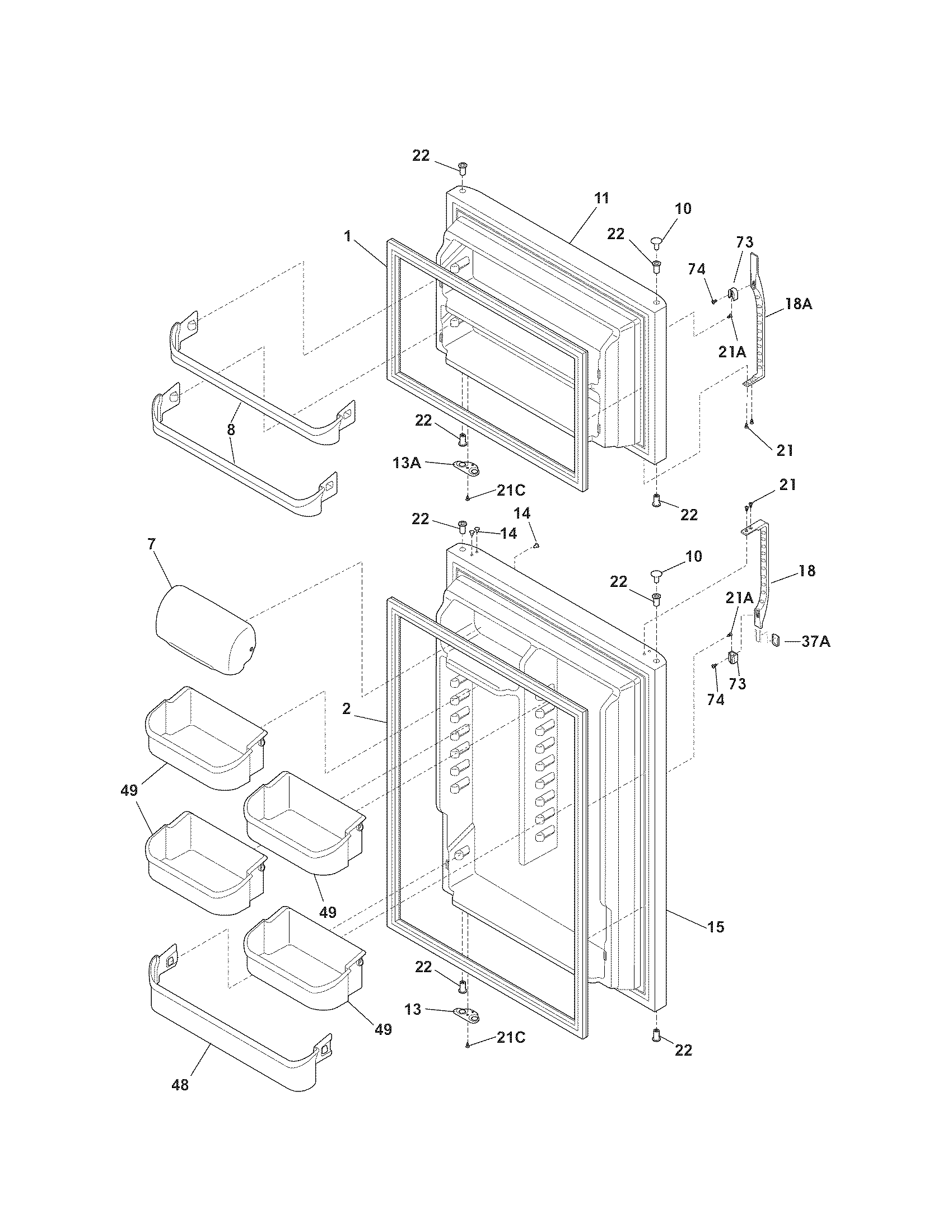 Kenmore 25378973802 door diagram