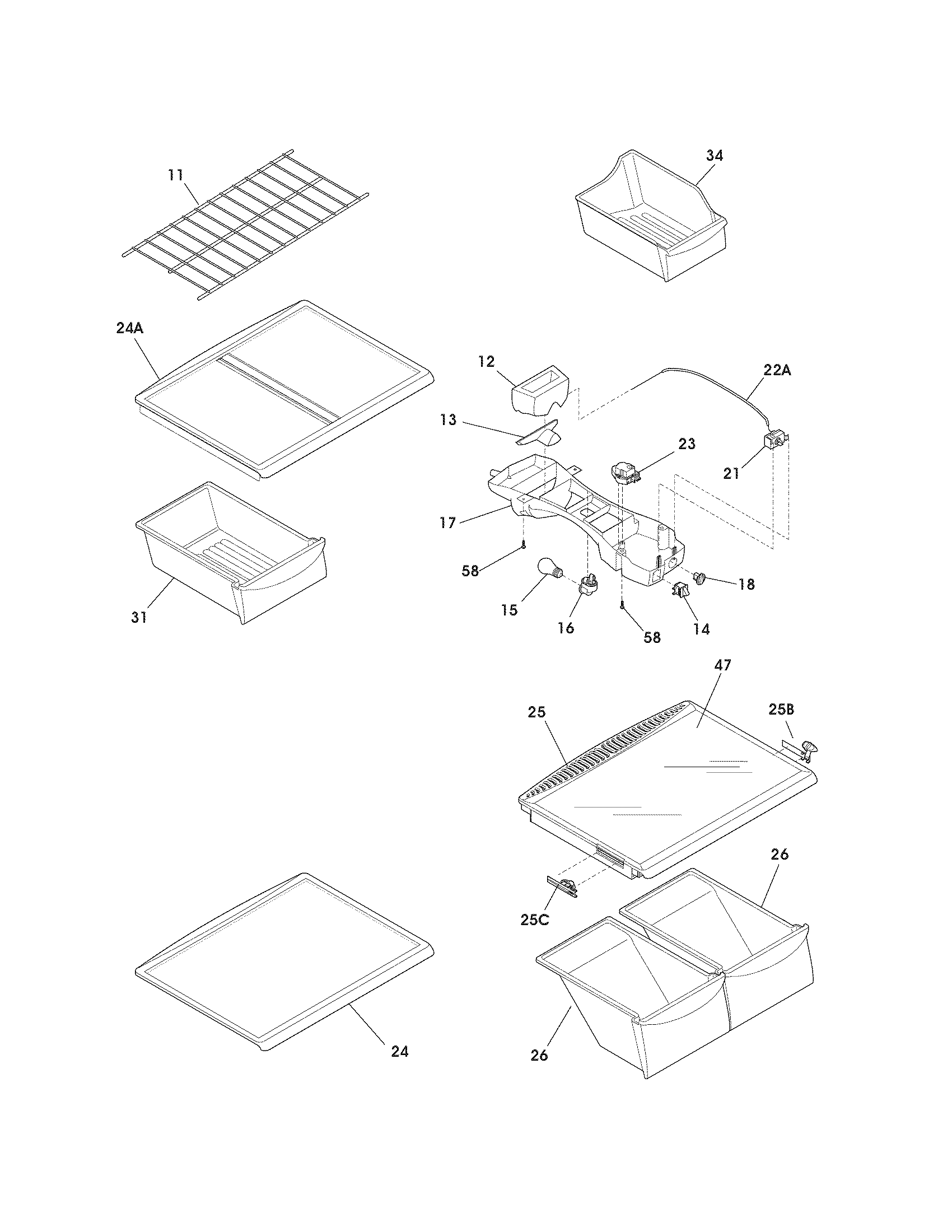 Kenmore 25378973802 shelves diagram