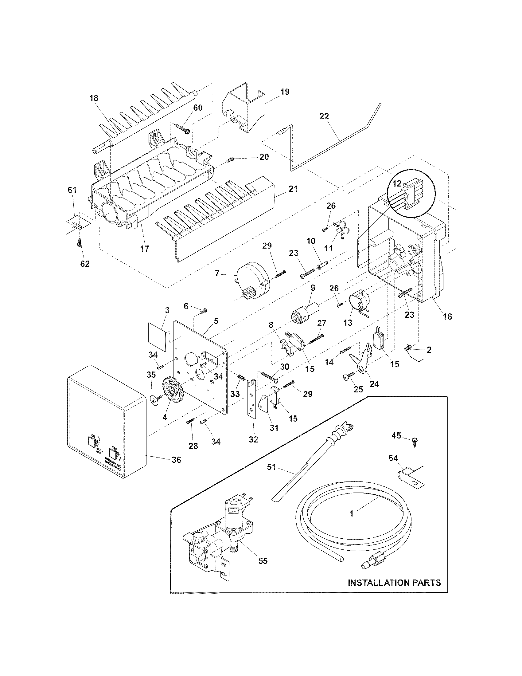 Kenmore 25378973802 ice maker diagram