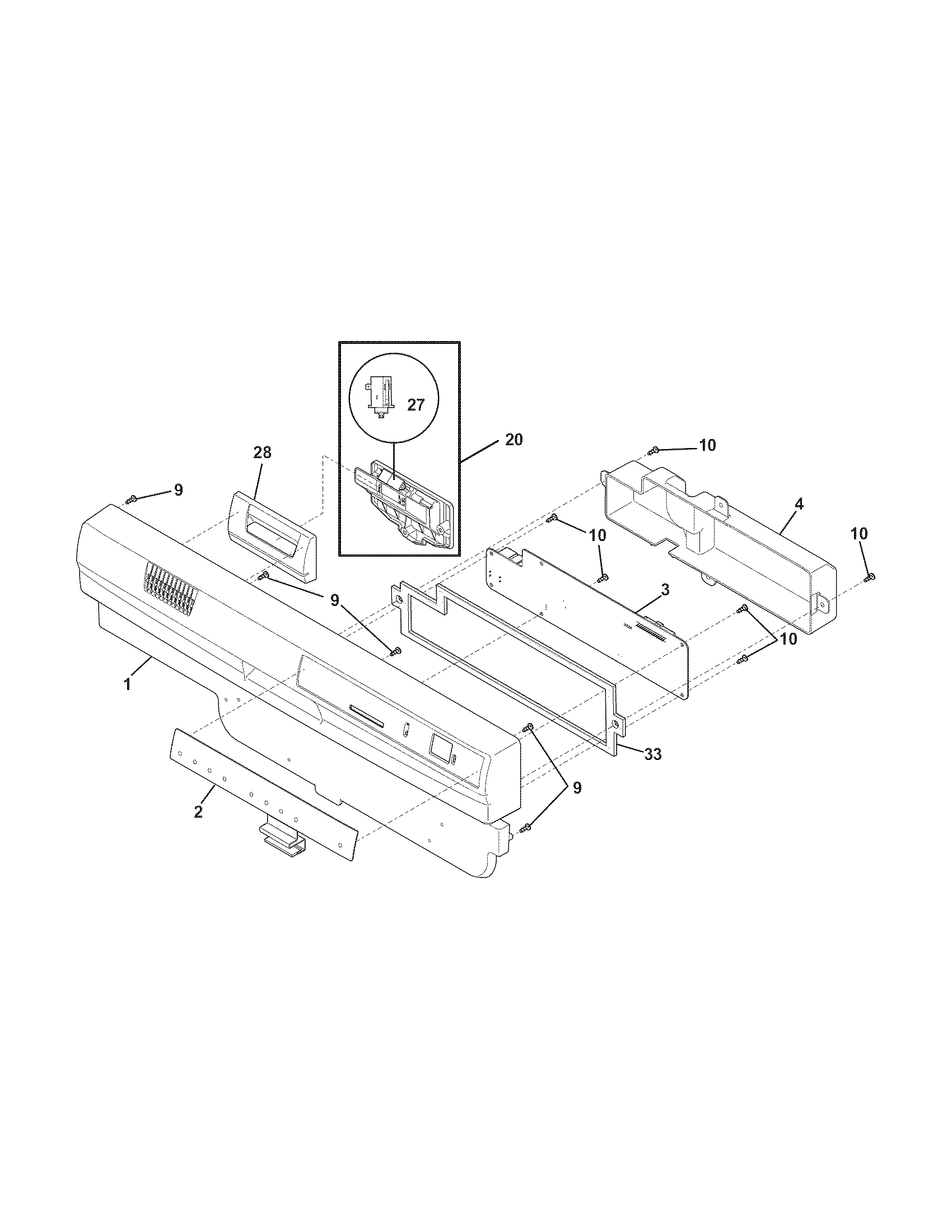 Frigidaire FGBD2431KW0 control panel diagram
