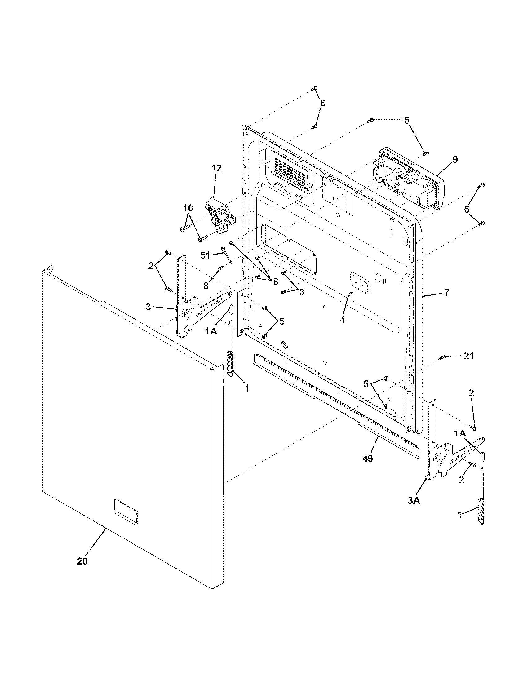 Frigidaire FGBD2431KW0 door diagram