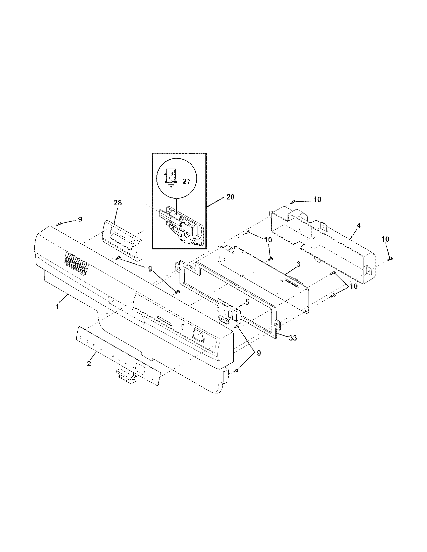 Frigidaire FGBD2432KF0 control panel diagram