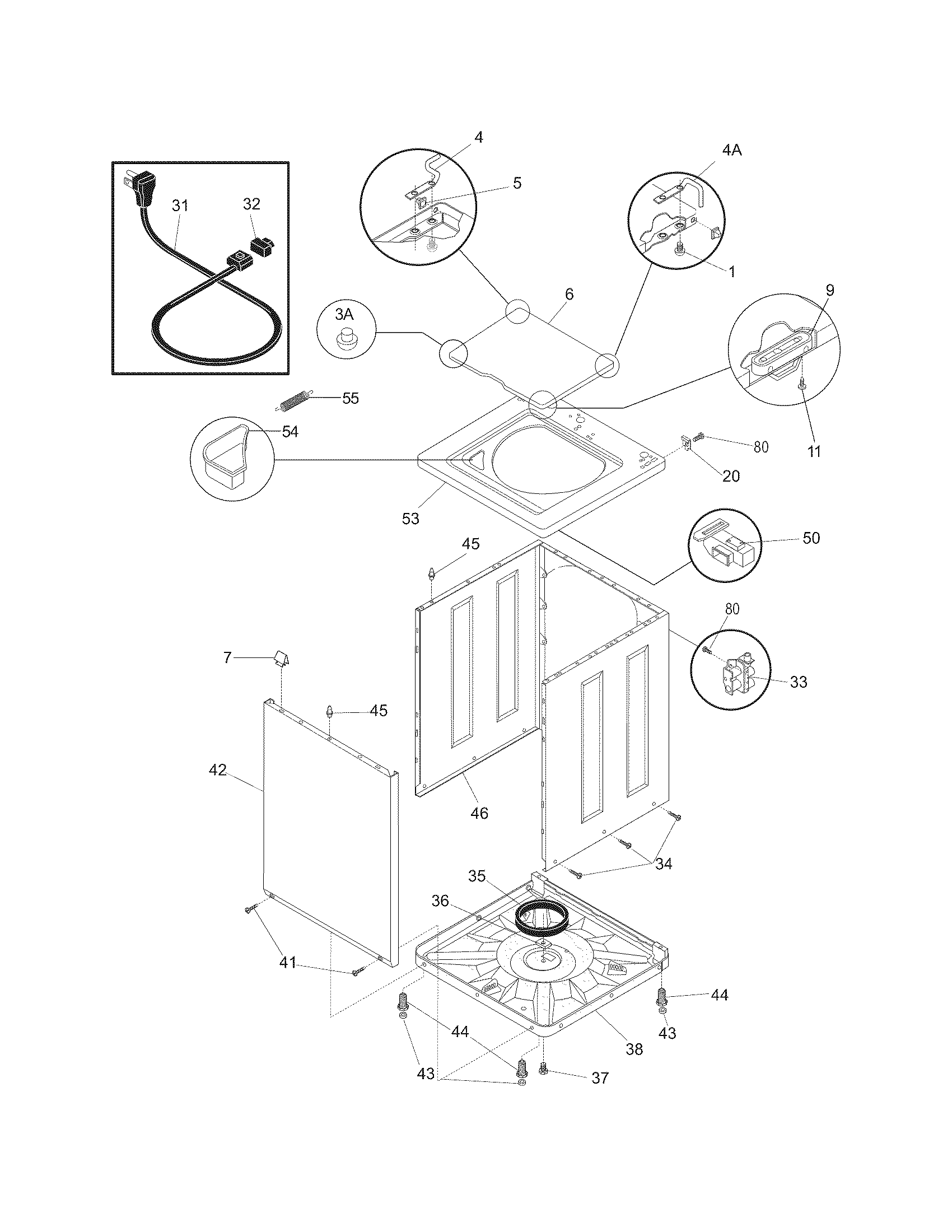 White-Westinghouse SWS1339HQ1 cabinet/top diagram