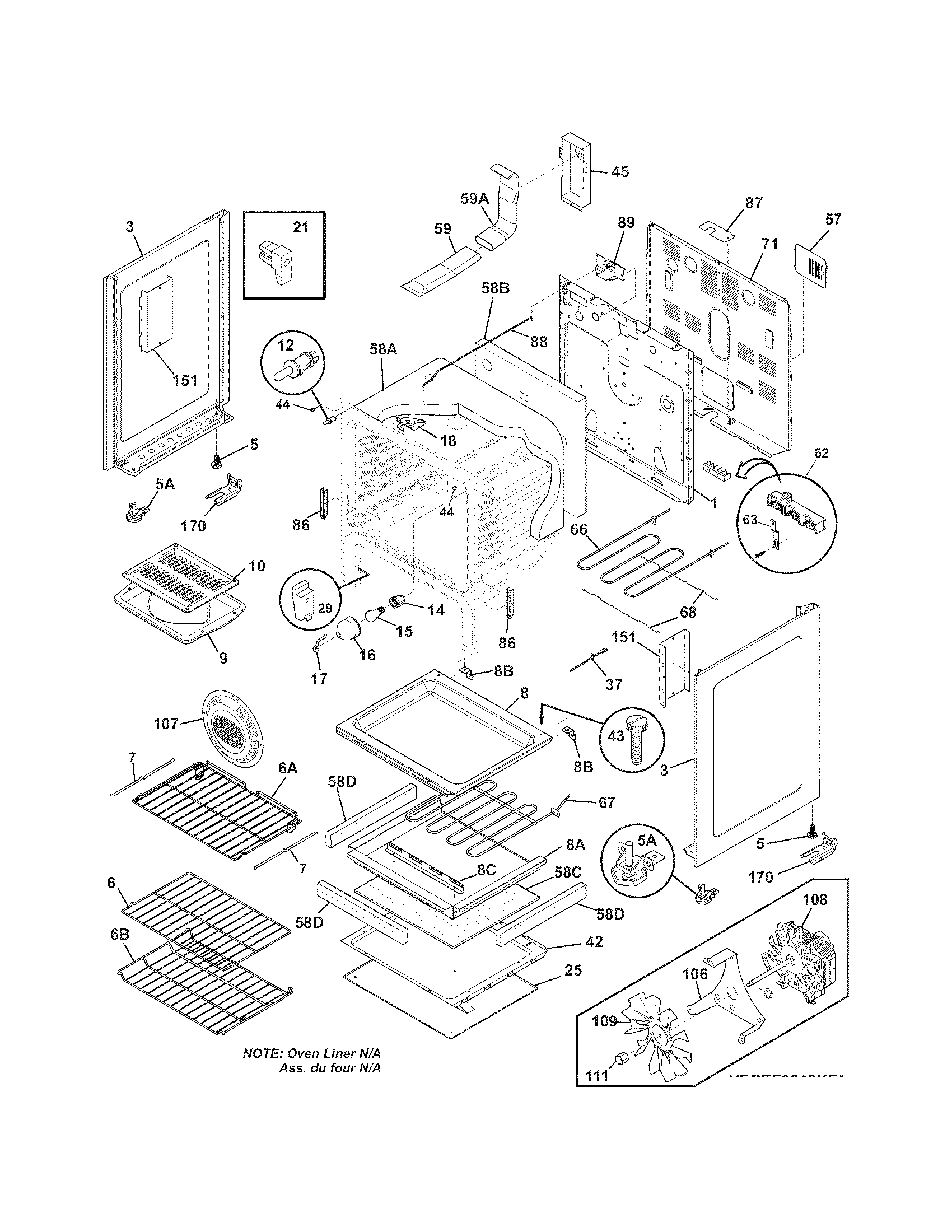 Frigidaire BGEF3032KBA body diagram