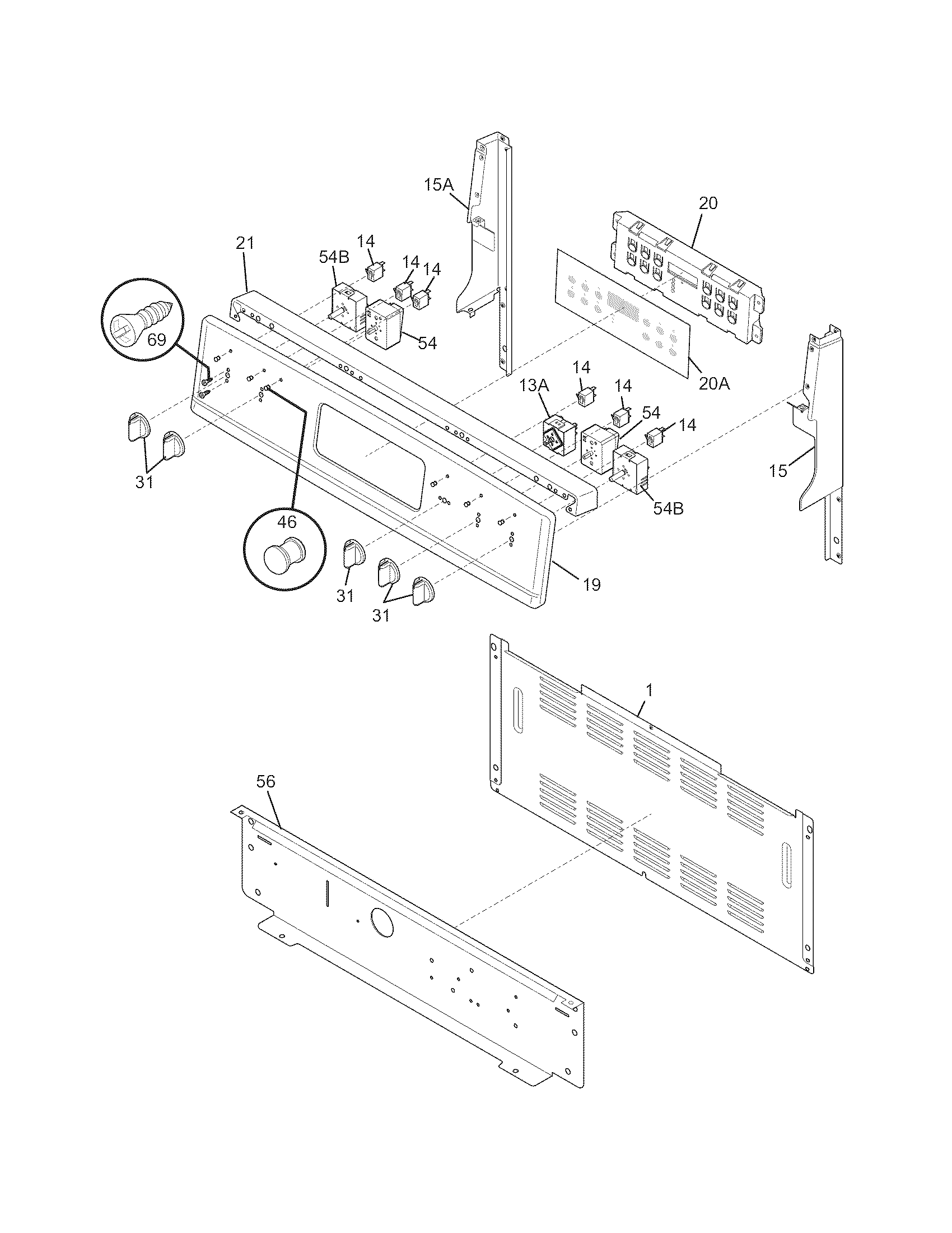 Frigidaire BGEF3042KFA backguard diagram