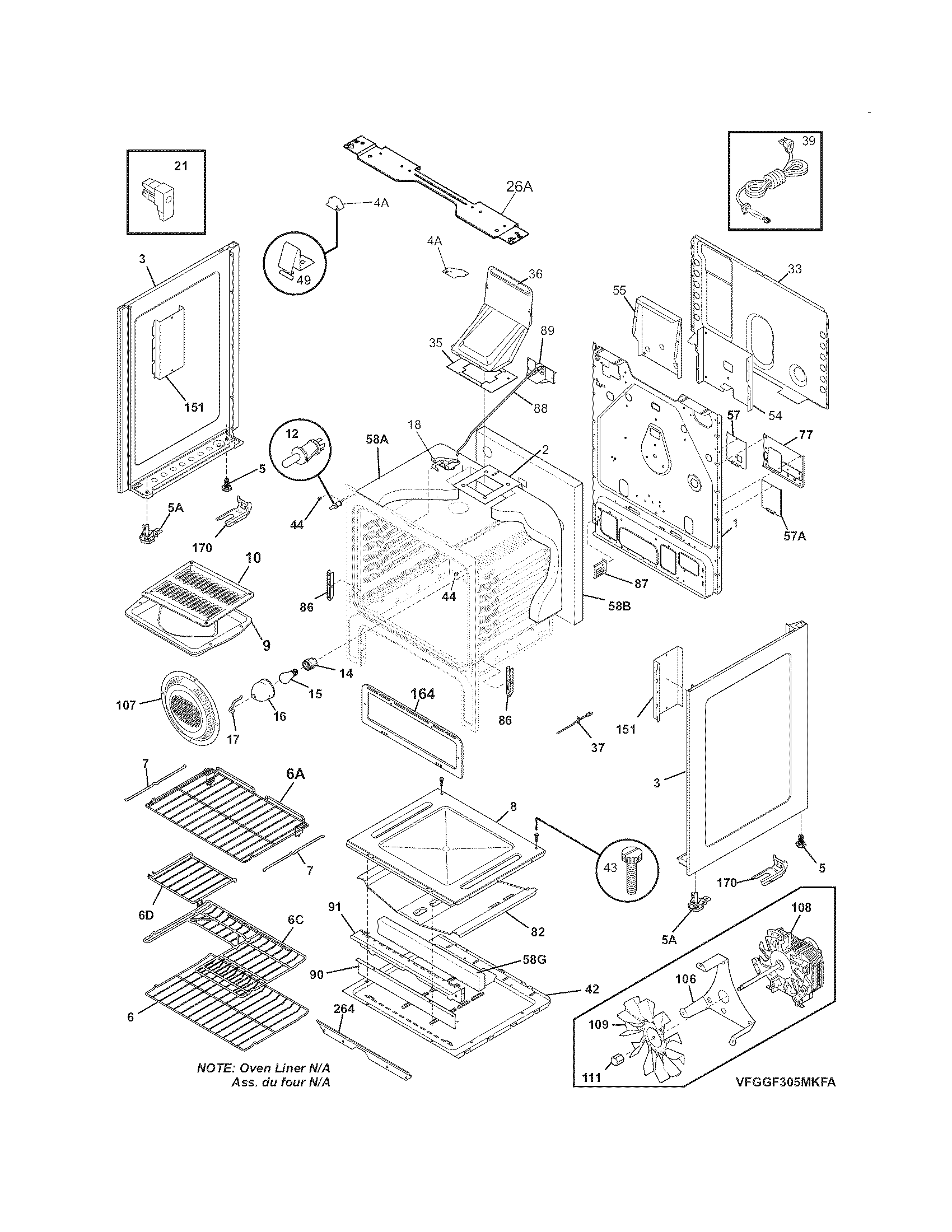 Frigidaire LGGF305MKFA body diagram