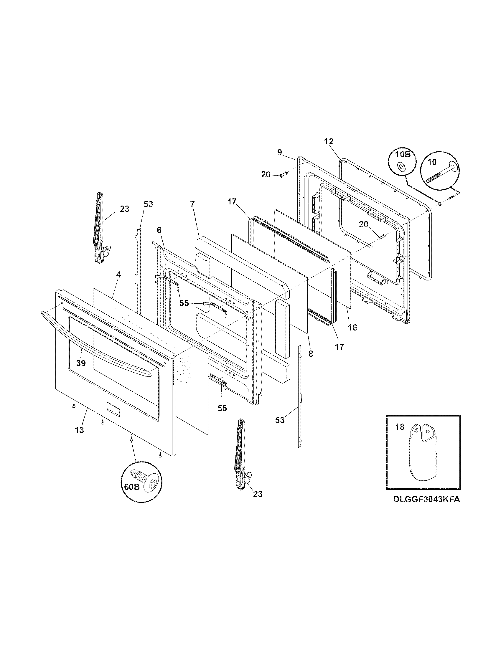 Frigidaire LGGF305MKFA door diagram