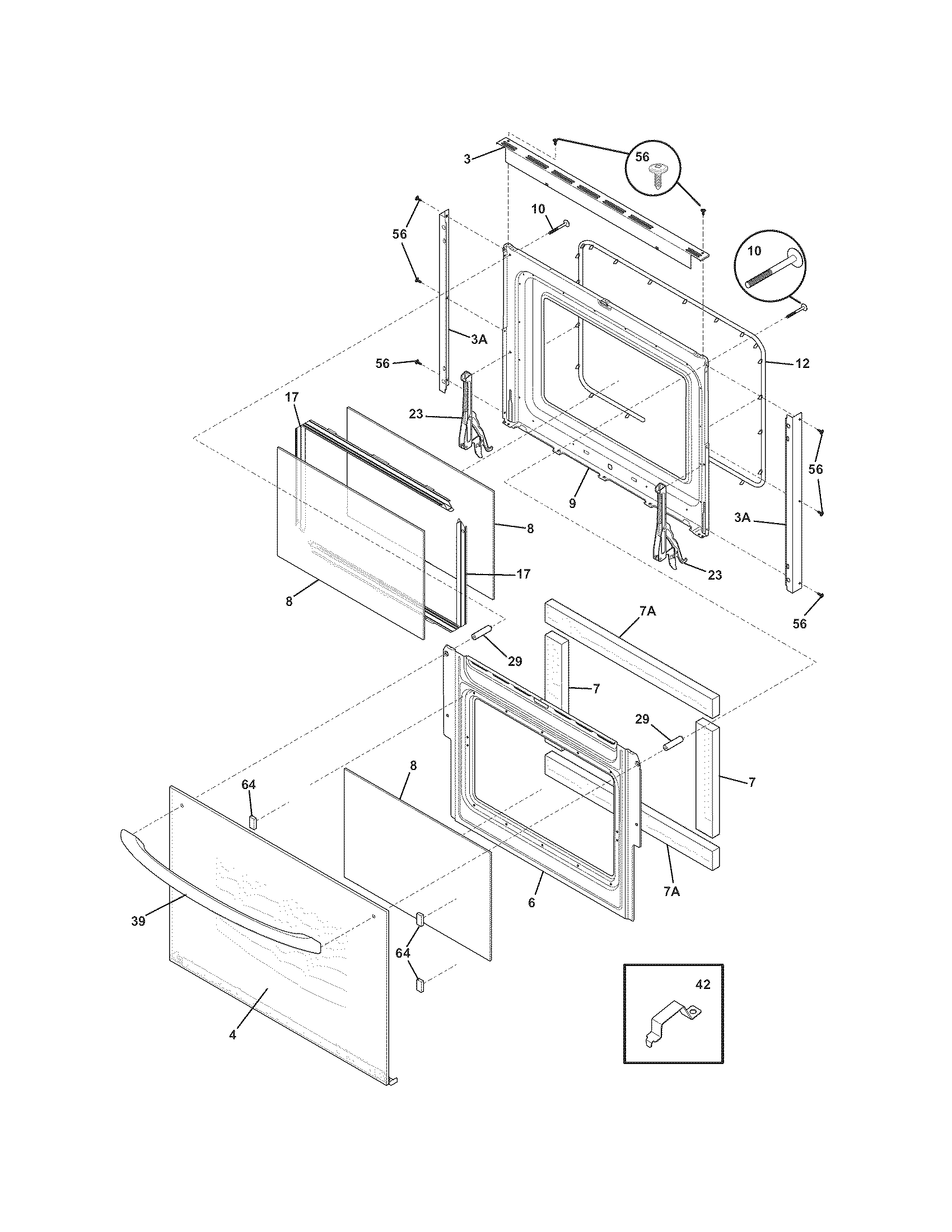 Frigidaire FEB27S5DBG door diagram