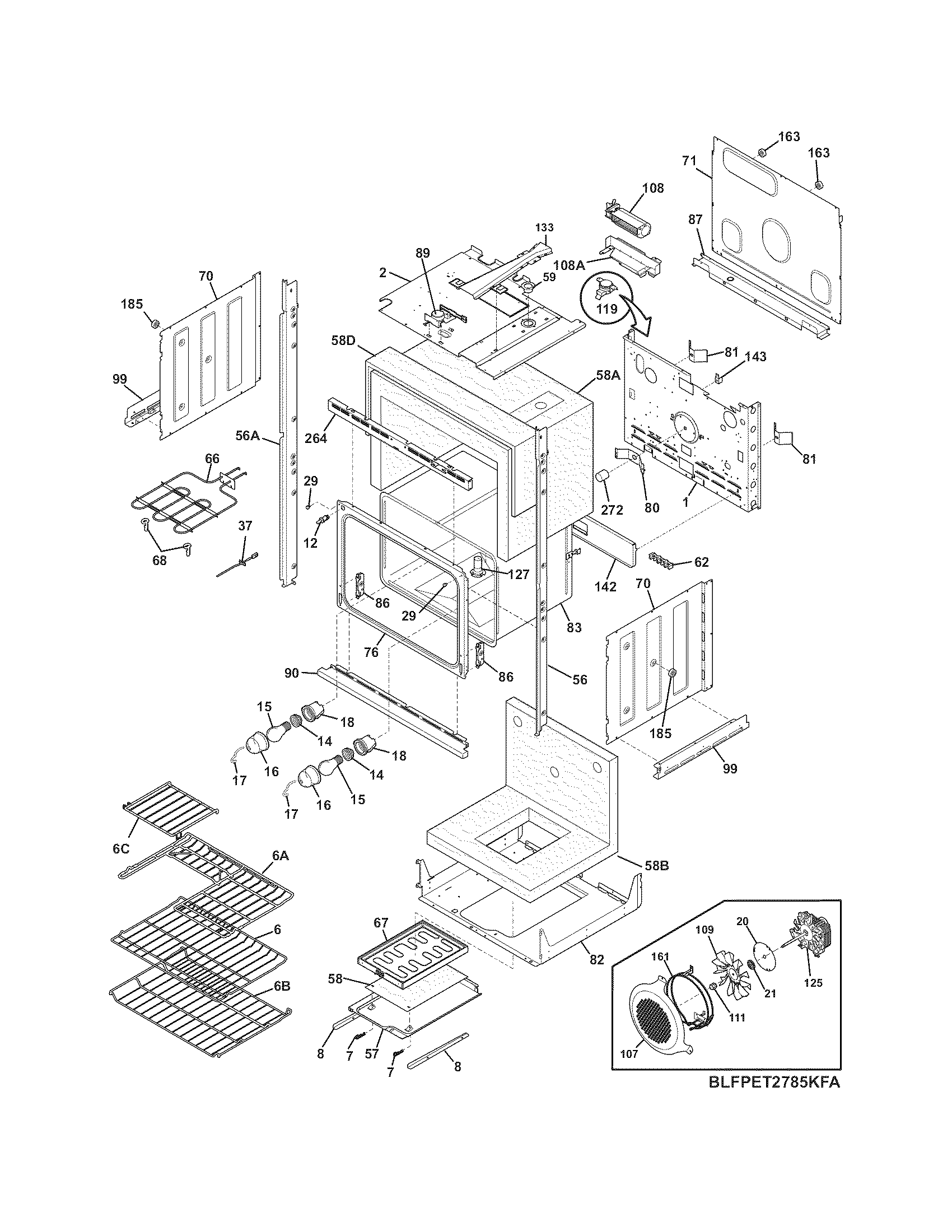 Frigidaire FPET2785KFA lower oven diagram