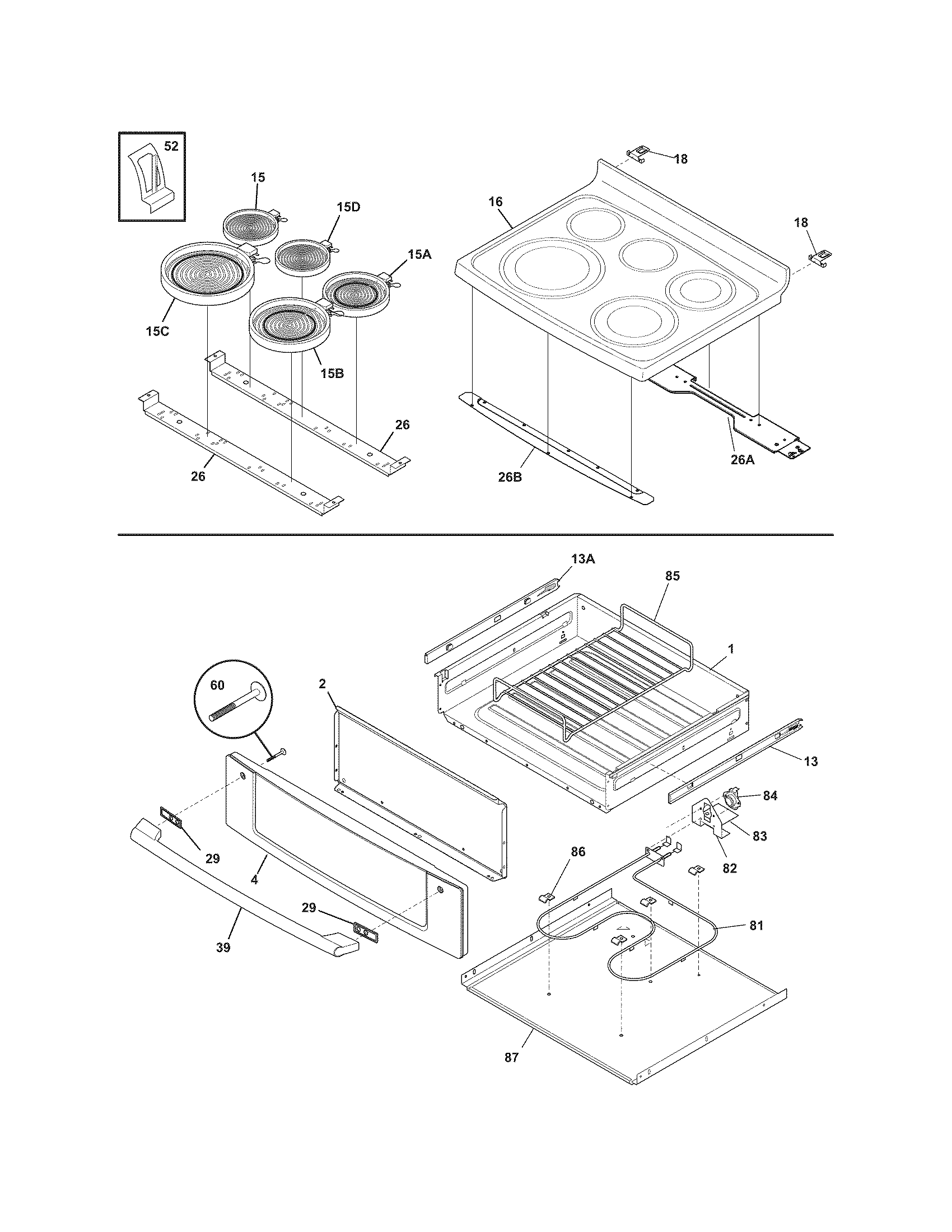Electrolux CEI30EF5GSD top/drawer diagram
