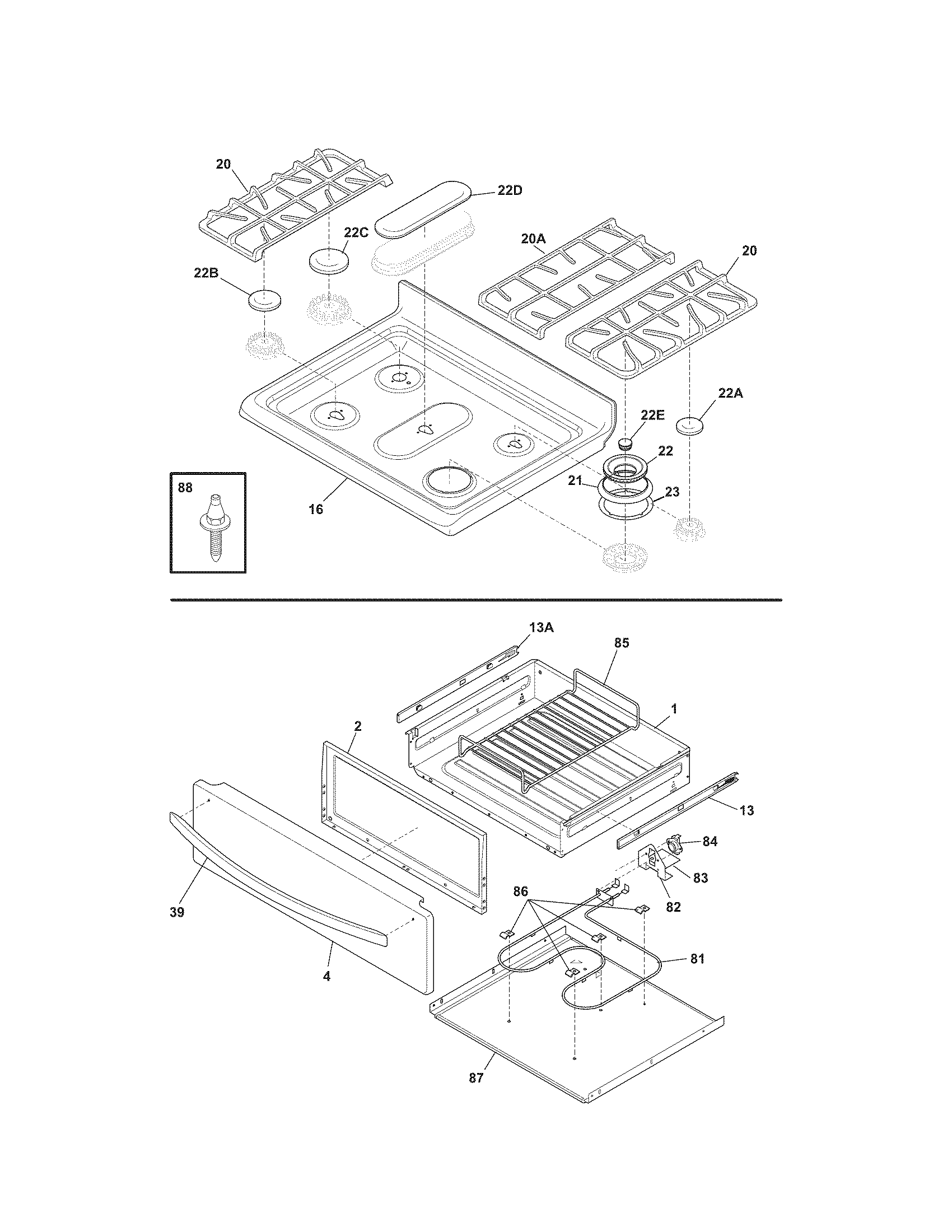 Kenmore Elite 79077533802 top/drawer diagram