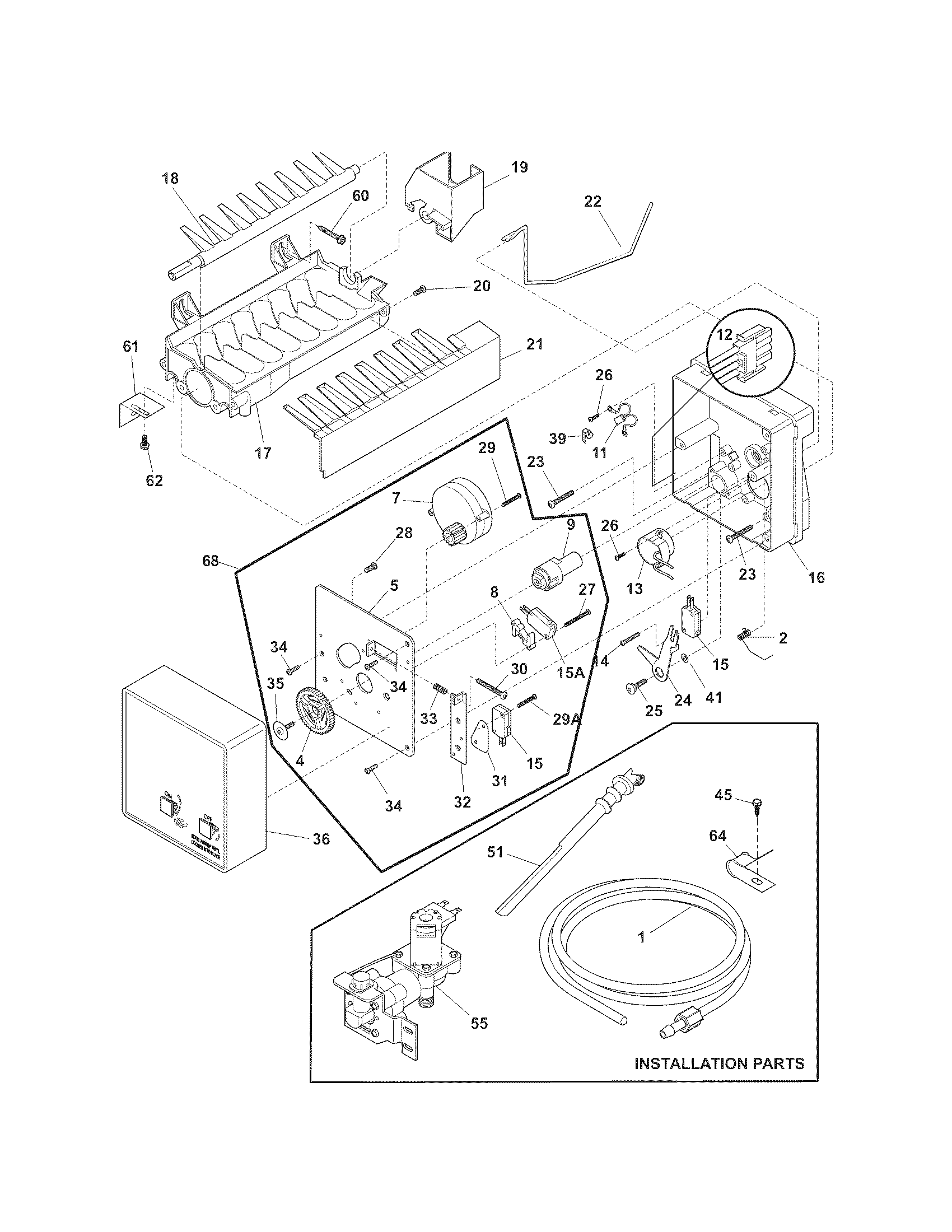 Kenmore 2537419440T ice maker diagram