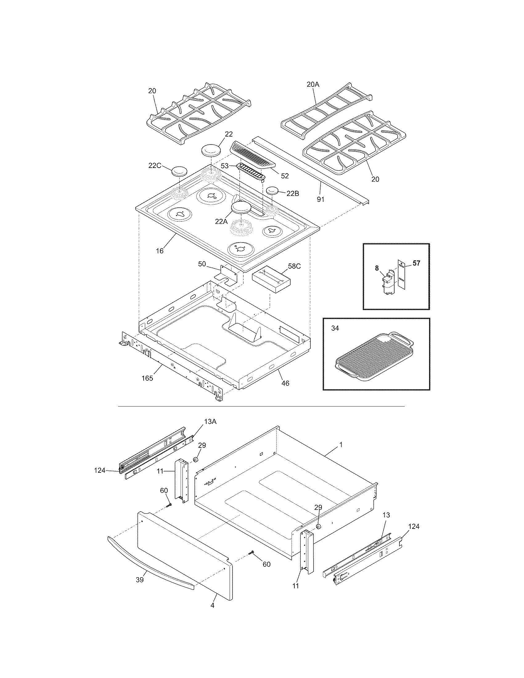 Kenmore Elite 79031039802 top diagram