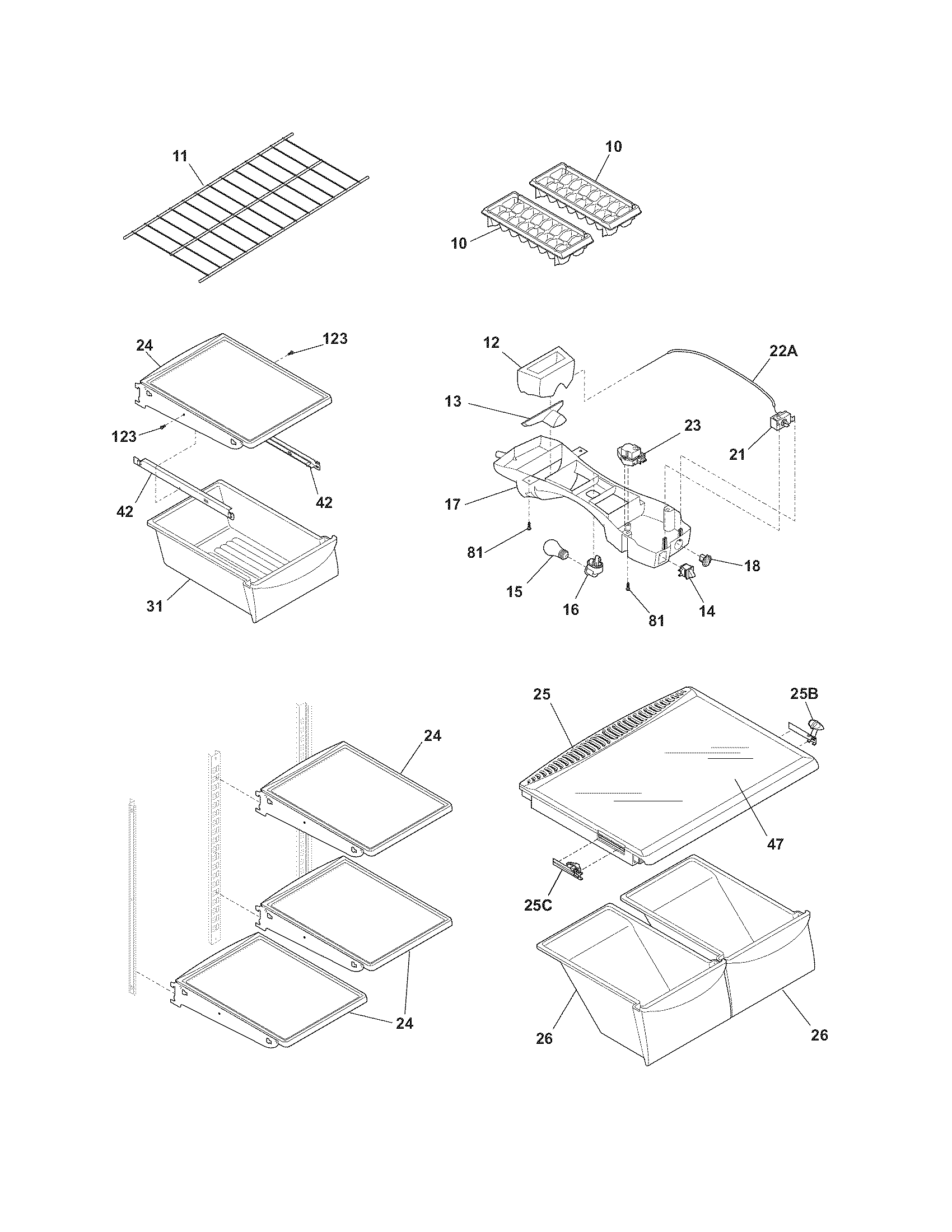 Crosley CRTE217AS3 shelves diagram