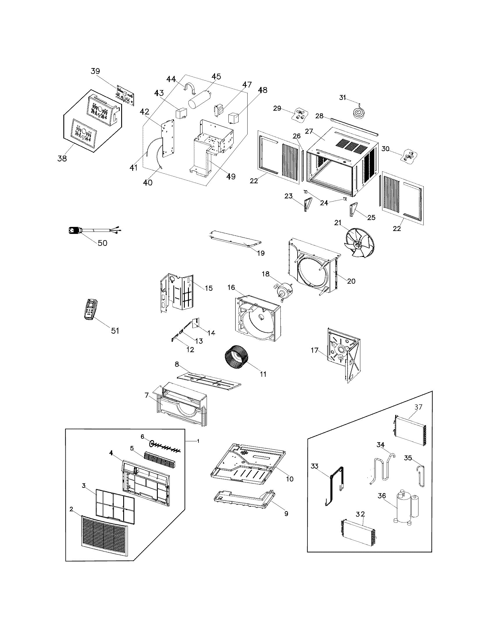 Frigidaire FAM156R1AA recommended spare parts diagram