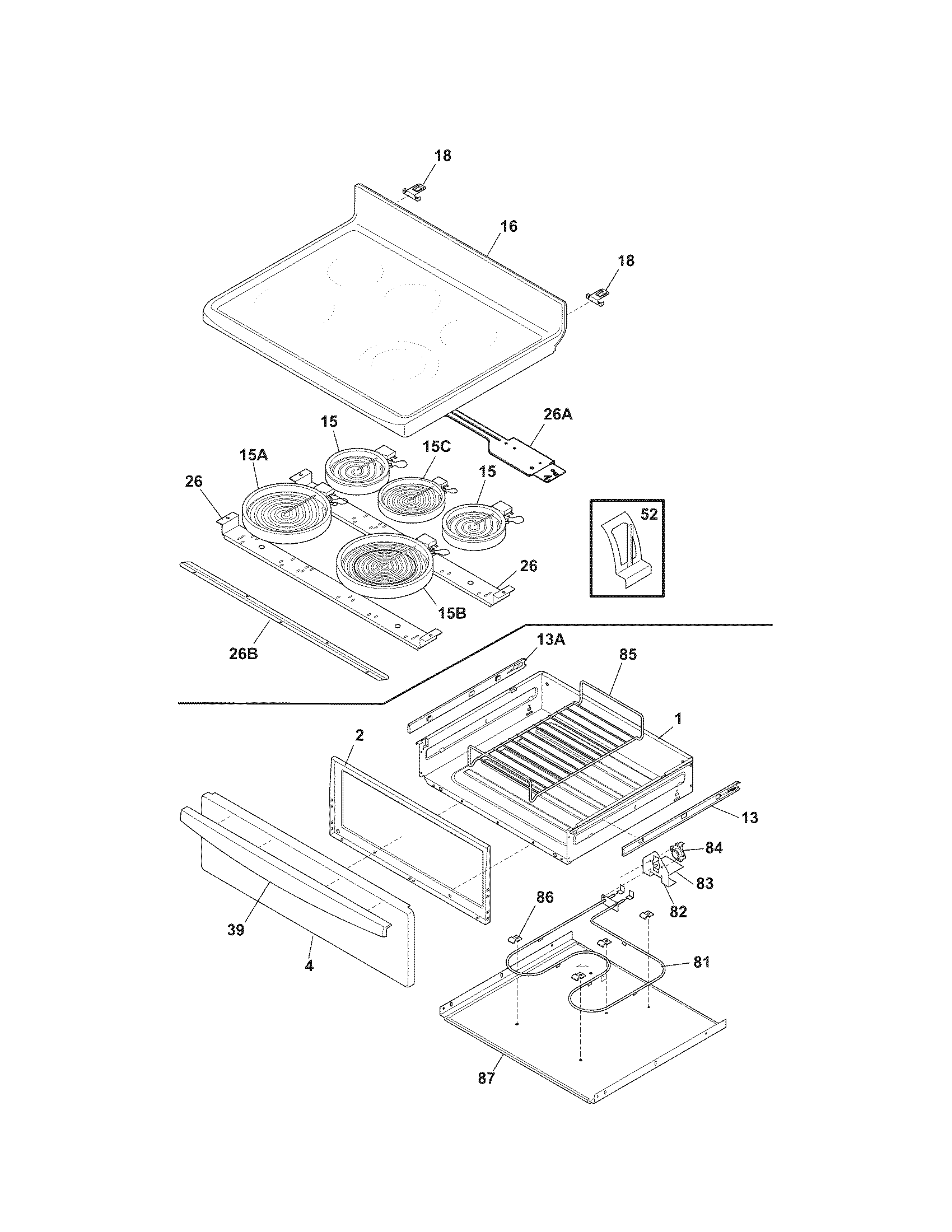 Kenmore 7909641240E top/drawer diagram