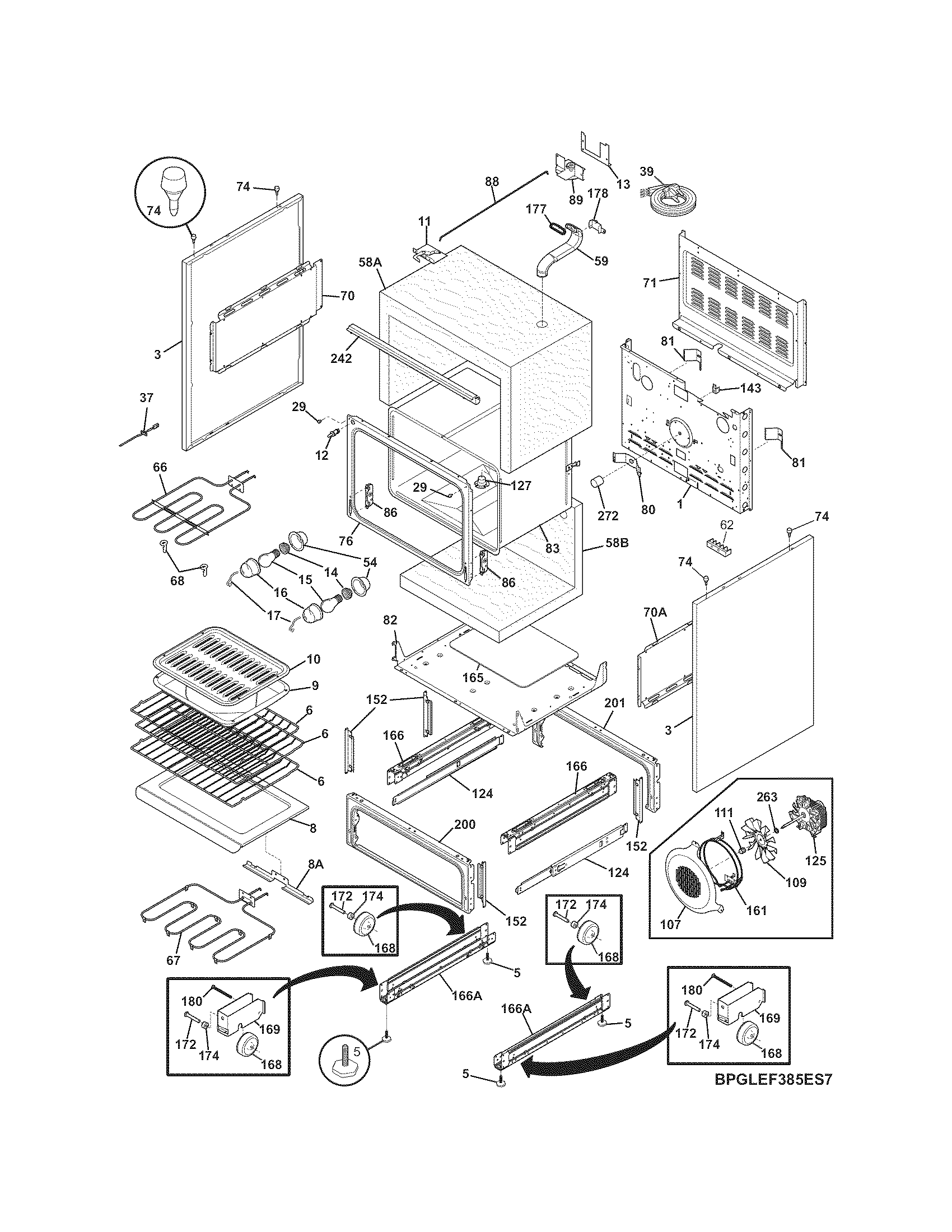 Frigidaire PGLEF385EC8 body diagram