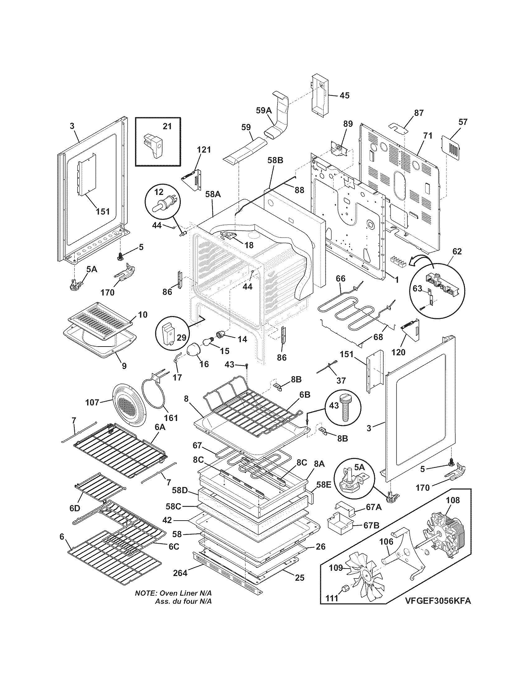 Frigidaire FGEF3056KFA body diagram
