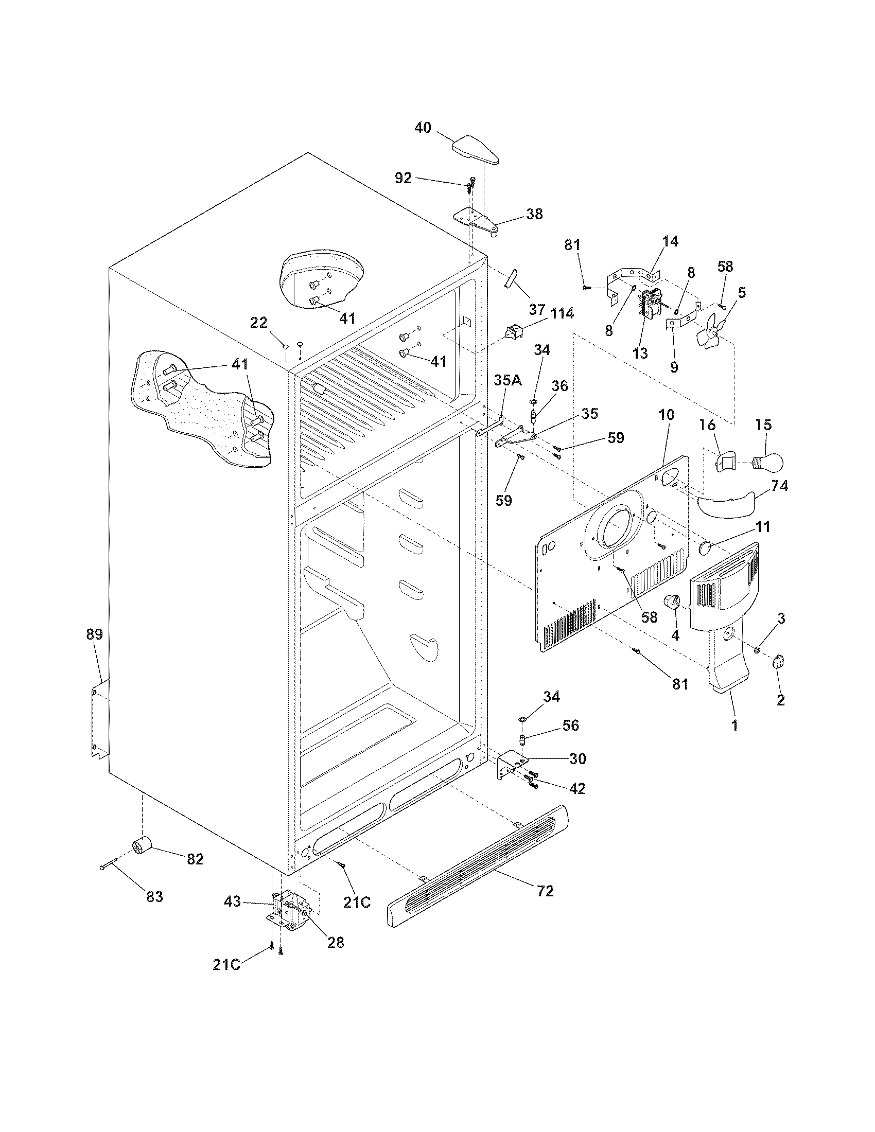 Frigidaire GLRT212IDWH cabinet diagram