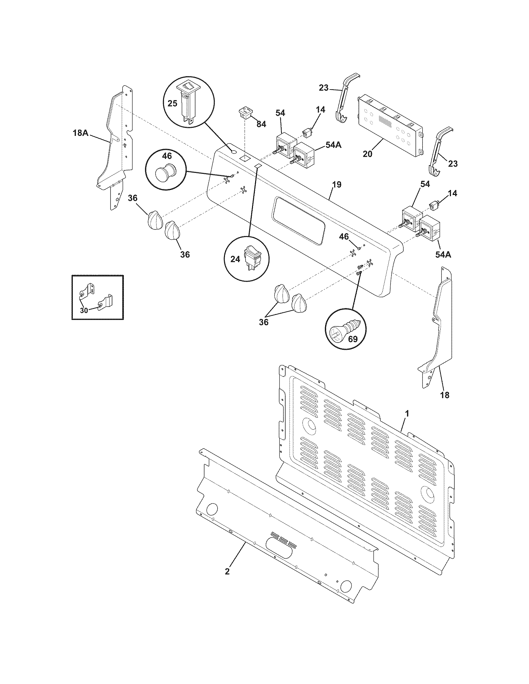 Frigidaire CFEF357GS3 backguard diagram