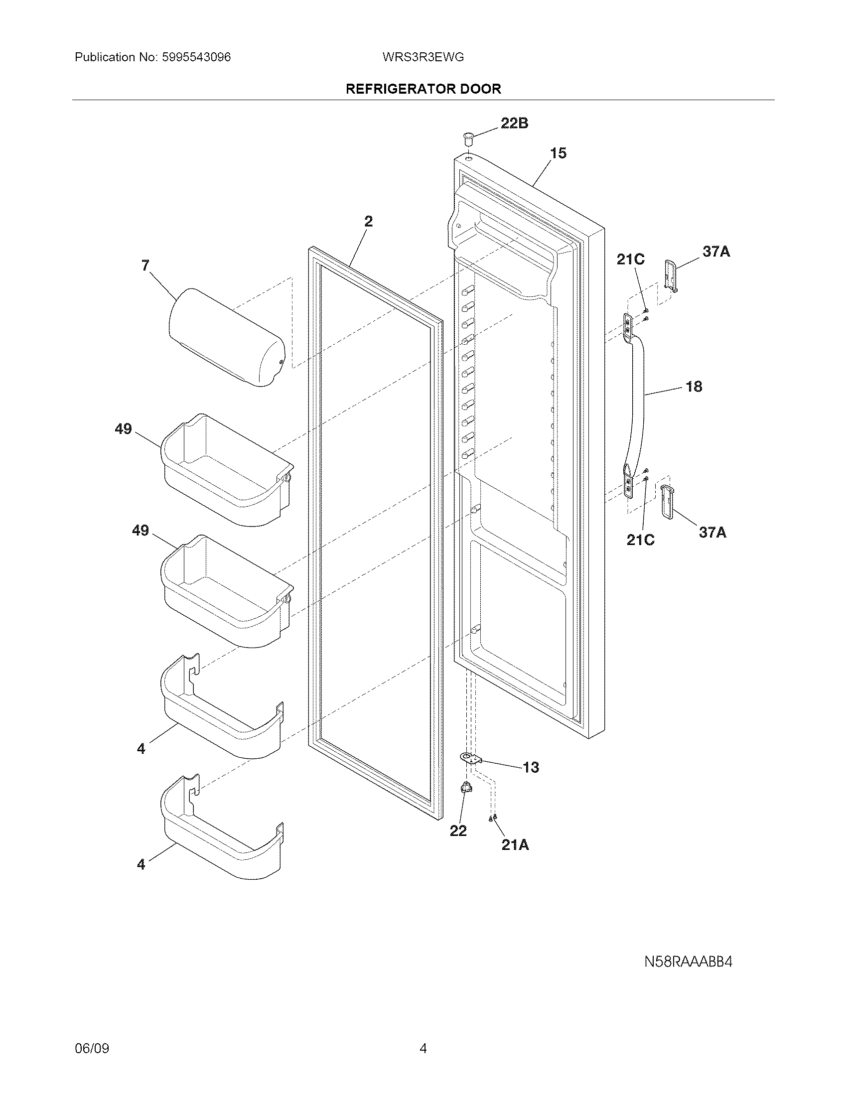 White-Westinghouse WRS3R3EWG refrigerator door diagram