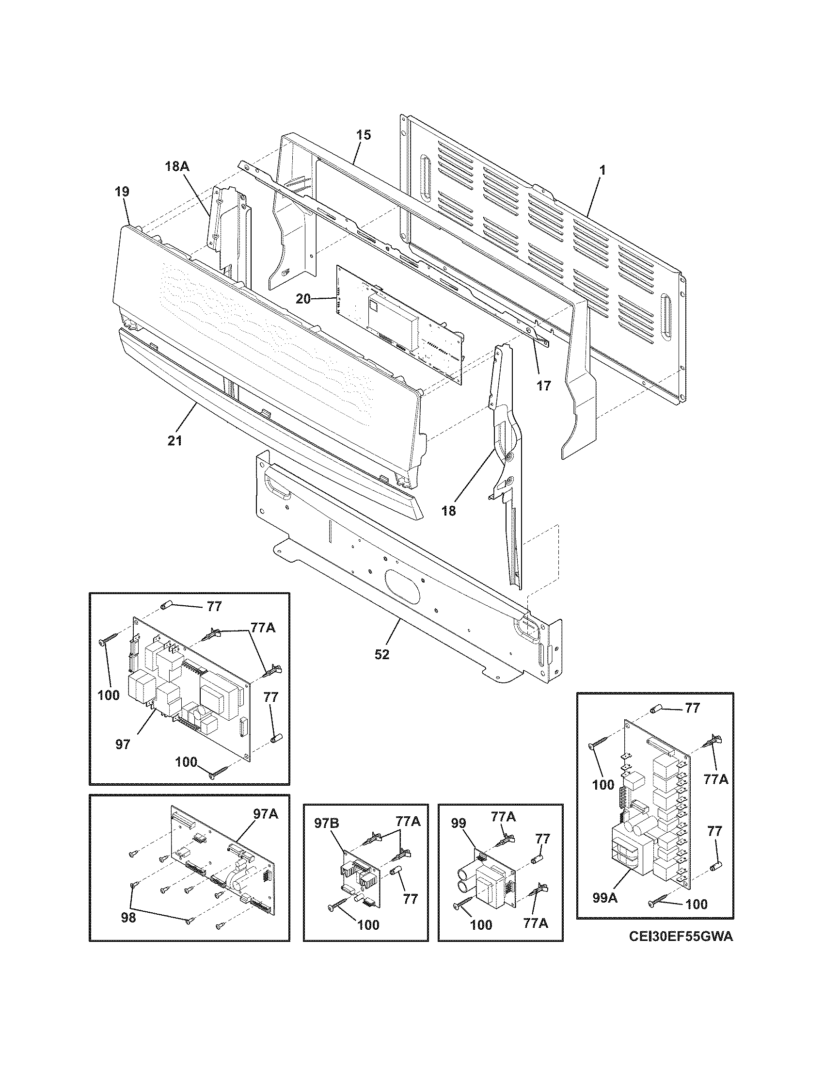 Electrolux EI30EF55GBB backguard diagram