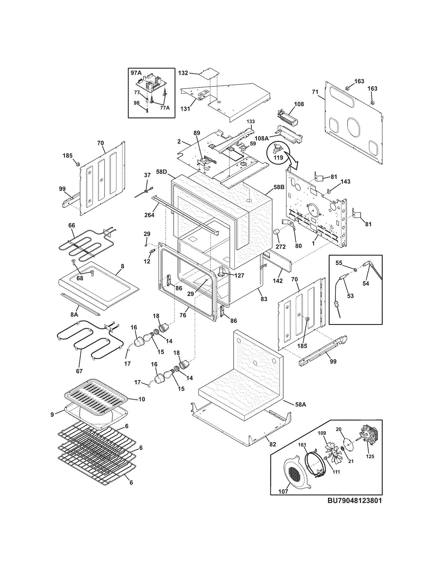Kenmore Elite 79048122801 upper oven diagram