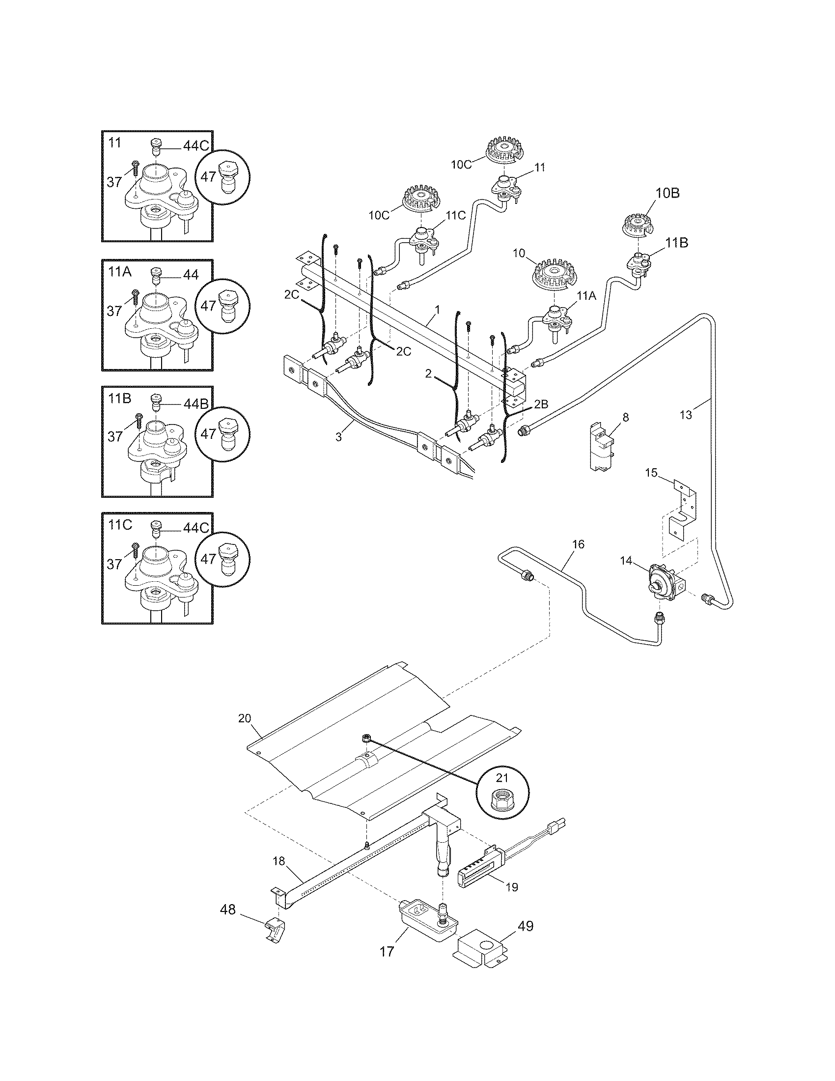 Kenmore 79070119704 burner diagram