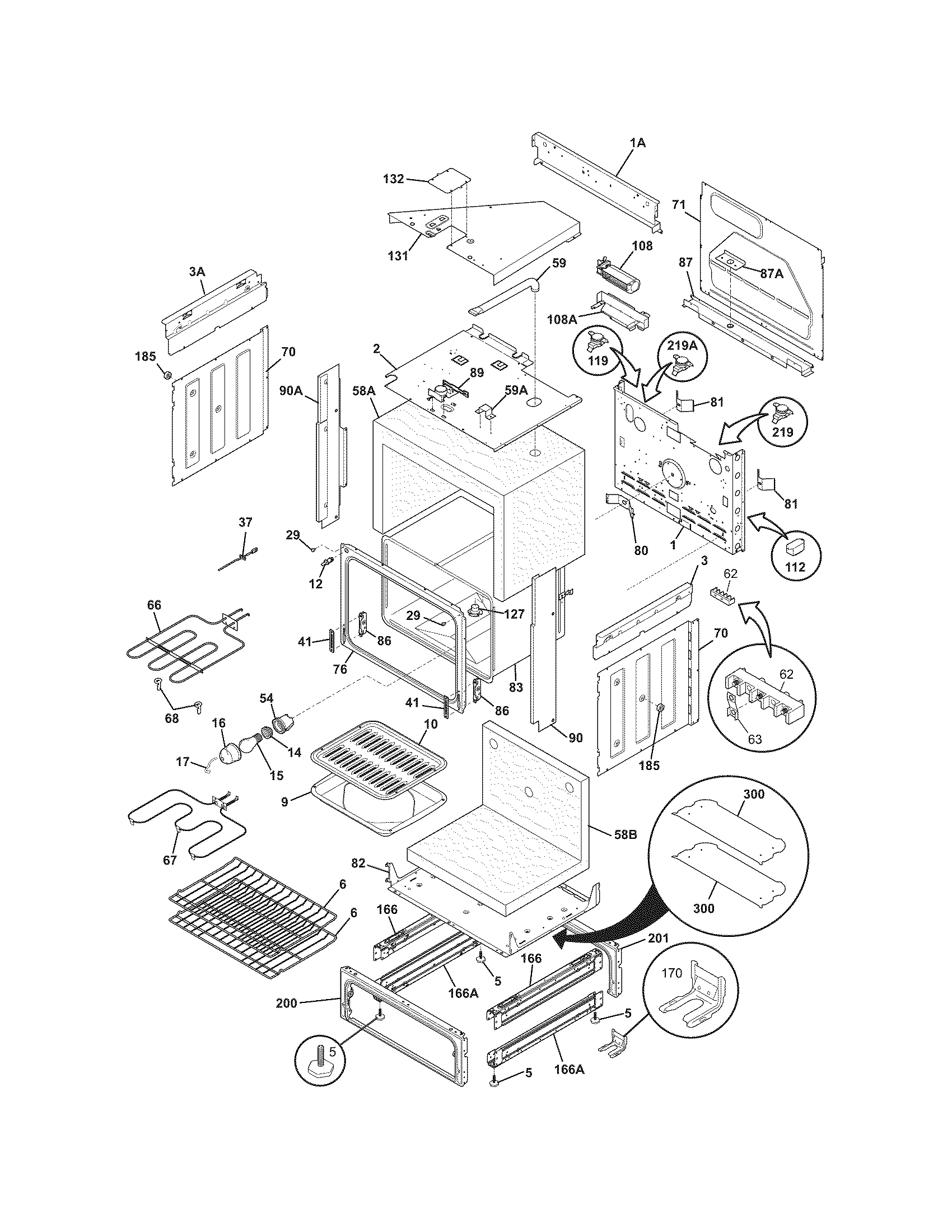 Frigidaire FES365ECF body diagram