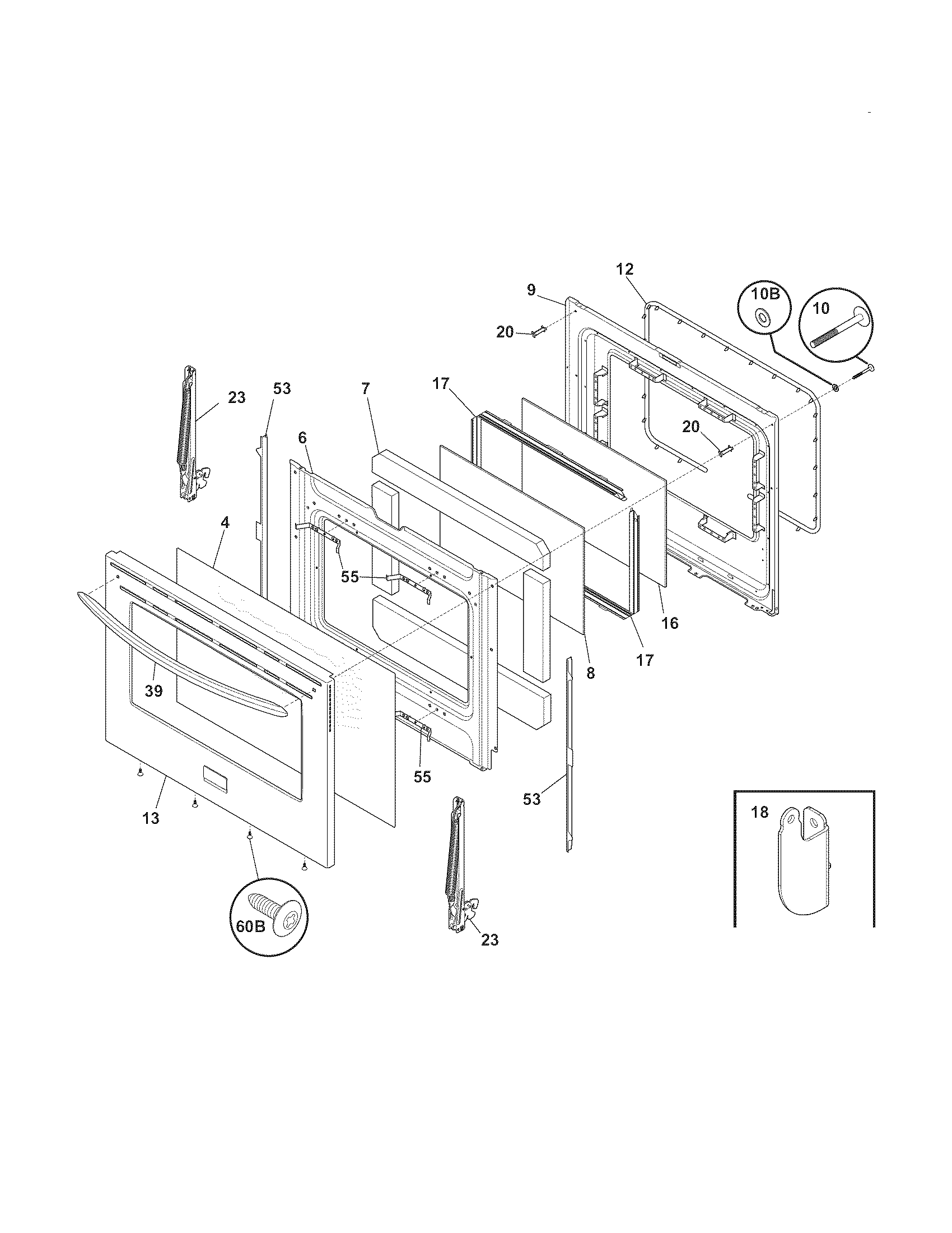 Frigidaire BGGF3042KFA door diagram