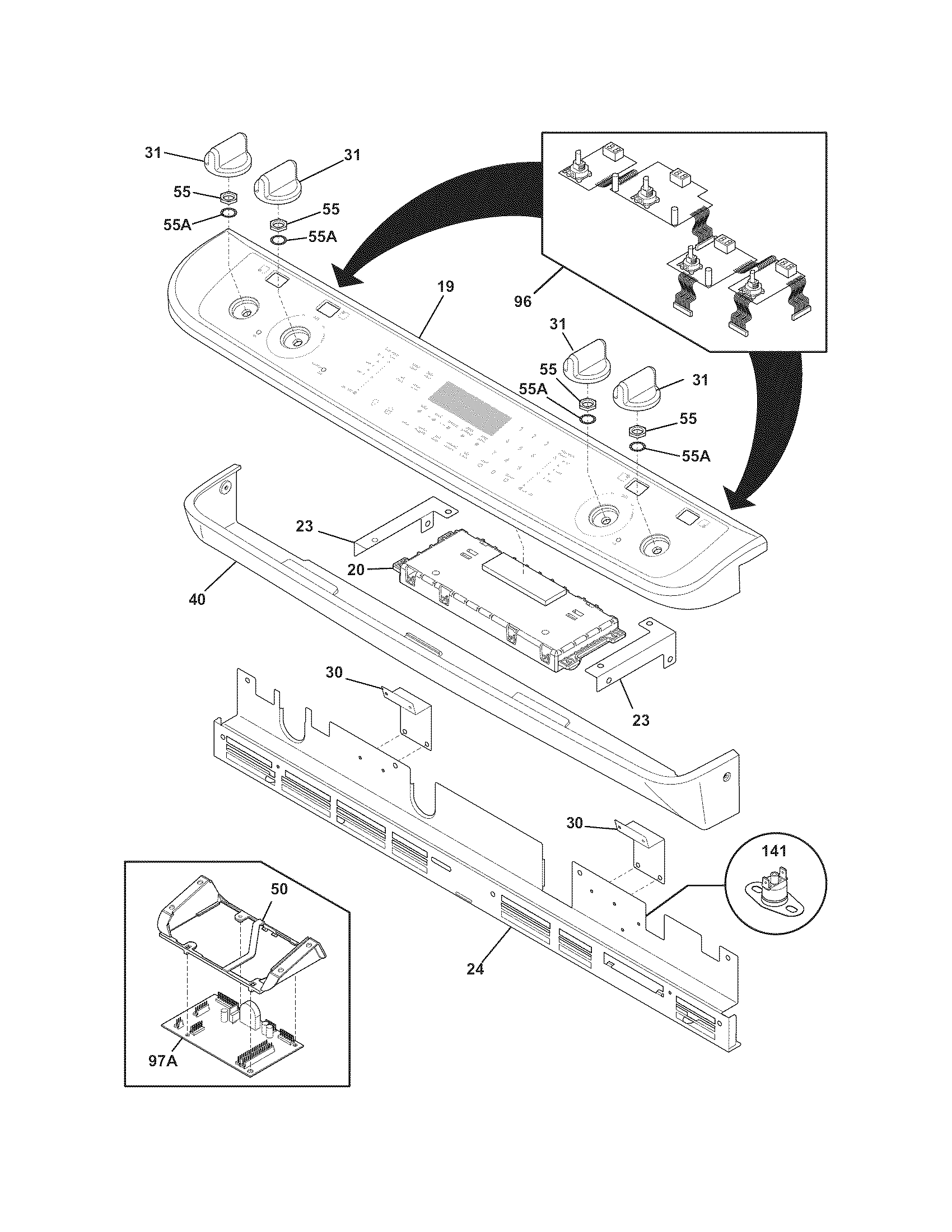 Frigidaire FGES3065KWA backguard diagram