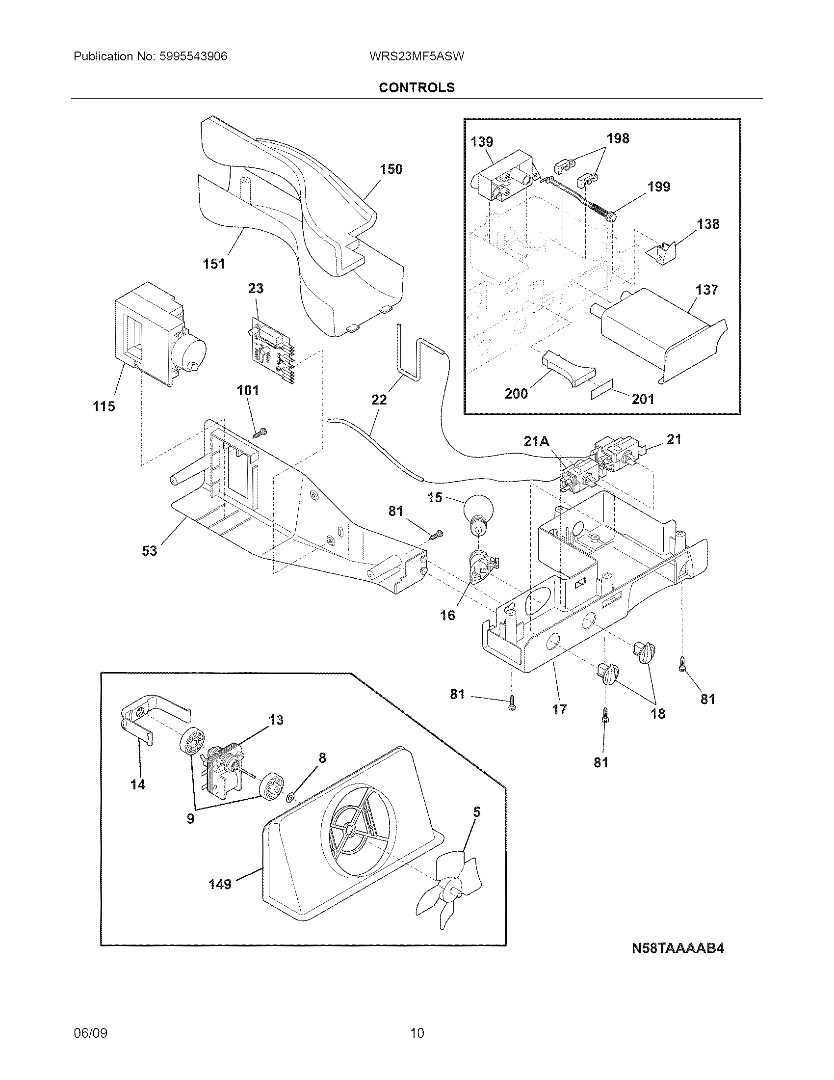 White-Westinghouse WRS23MF5ASW controls diagram