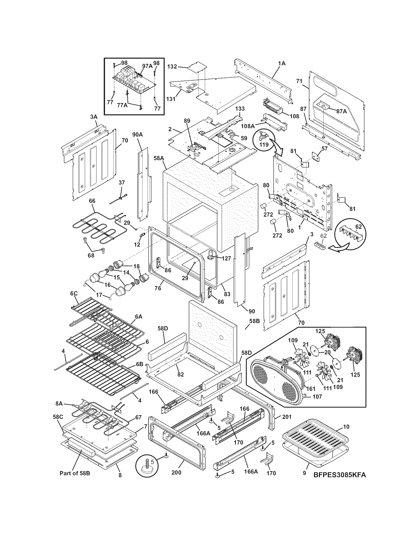 Frigidaire FPES3085KFA body diagram