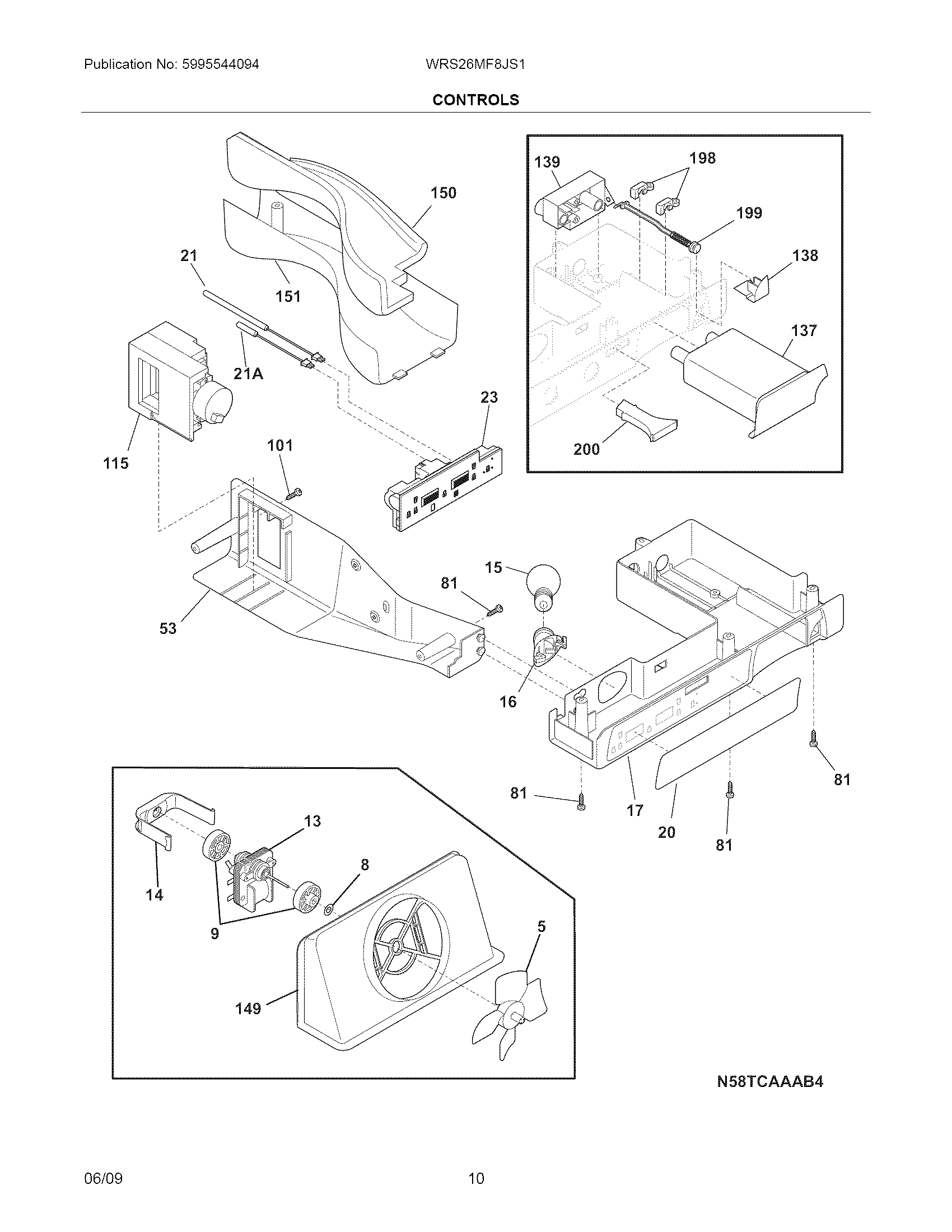 White-Westinghouse WRS26MF8JS1 controls diagram
