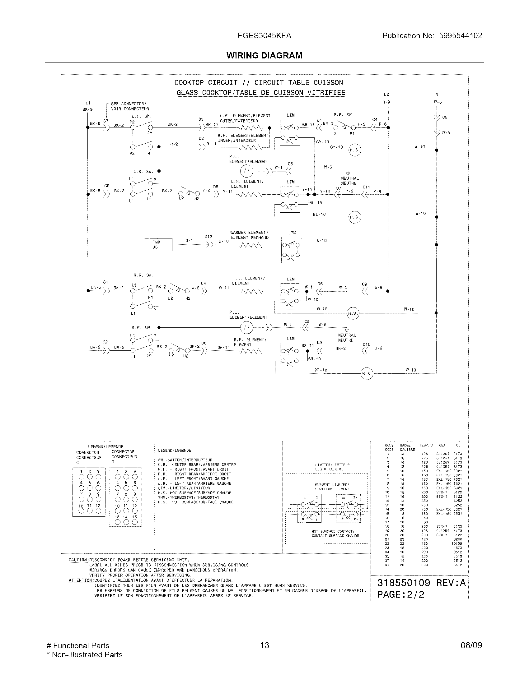 Frigidaire FGES3045KFA wiring diagram diagram