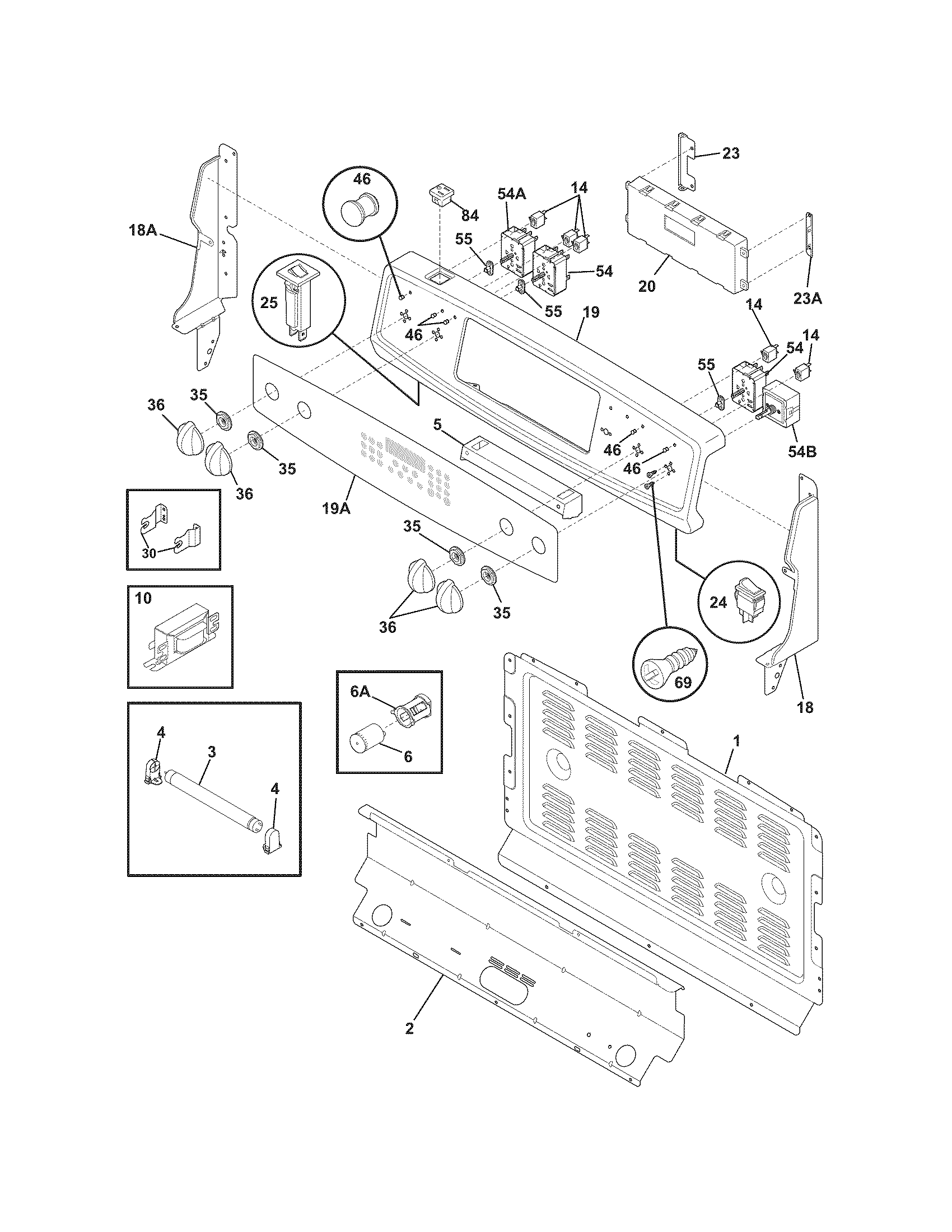 Frigidaire PFEF374ES5 backguard diagram