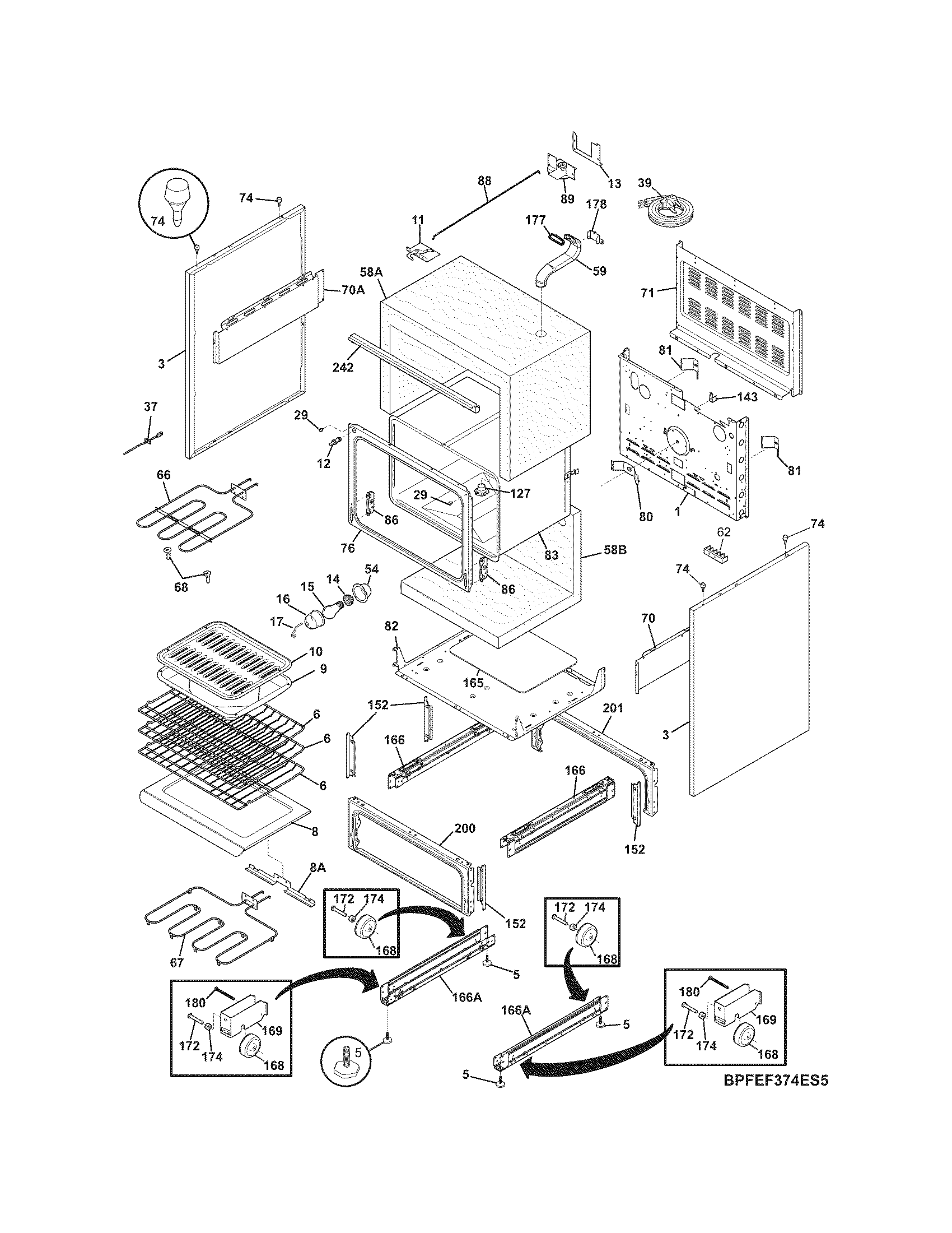 Frigidaire PFEF374ES5 body diagram