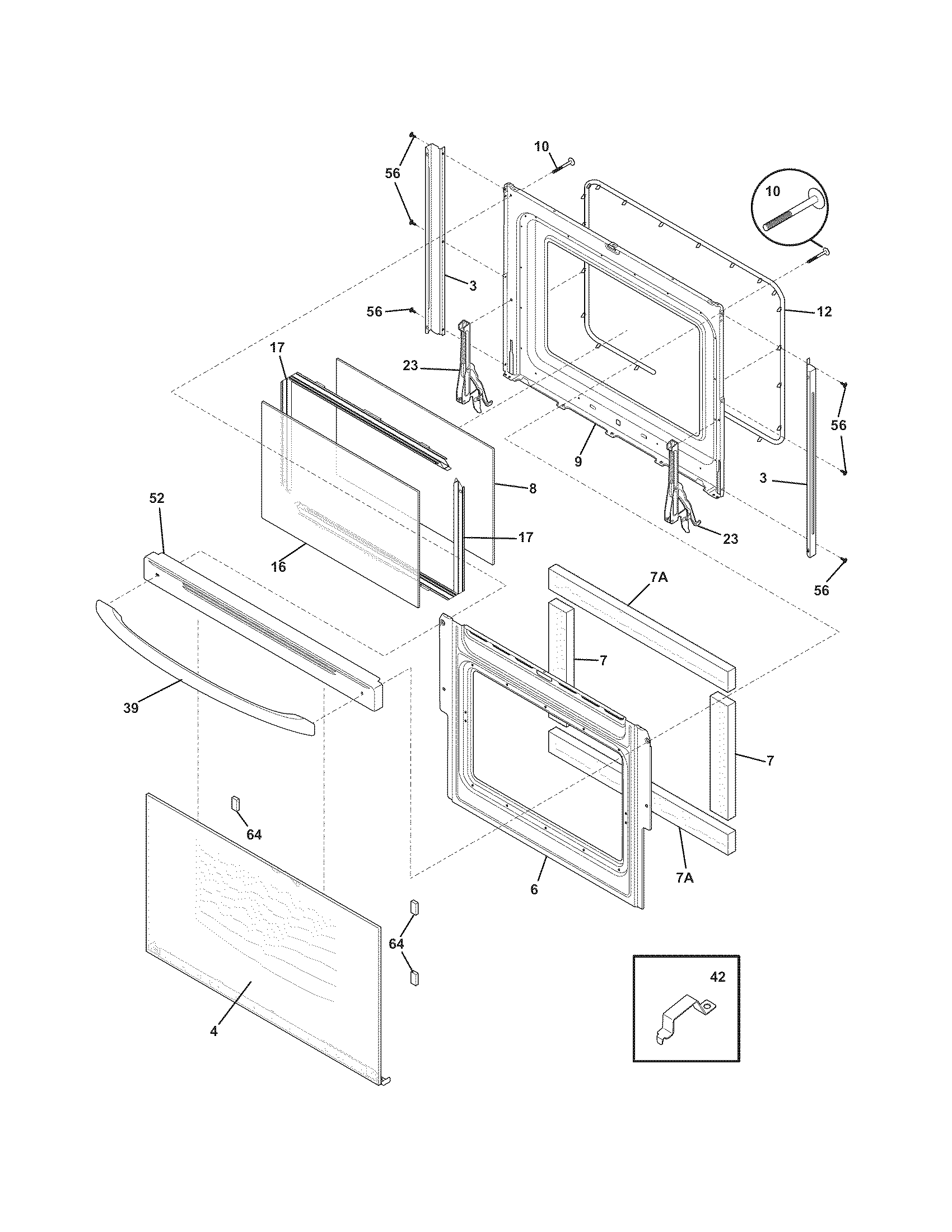 Frigidaire PFEF374ES5 door diagram