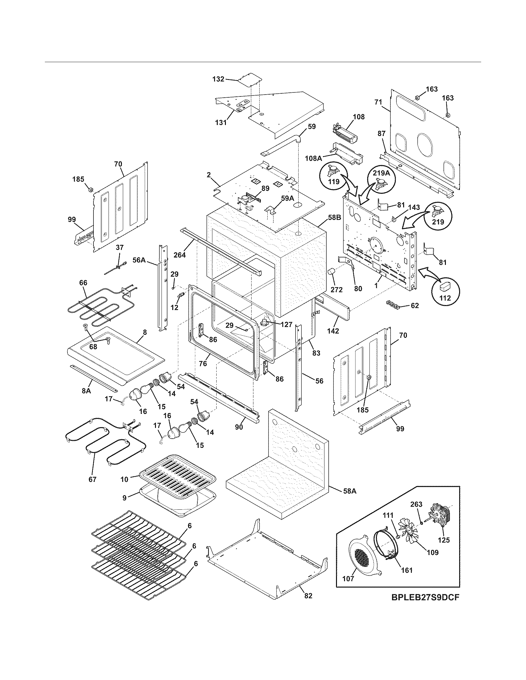 Frigidaire CPEB27S9FC5 body diagram