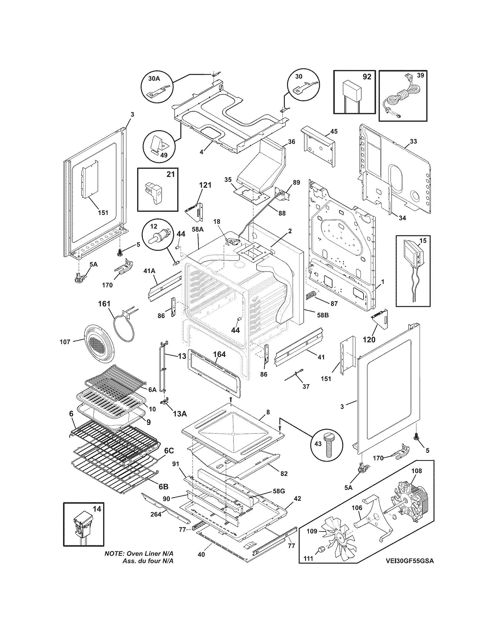 Electrolux EI30GF55GWB body diagram