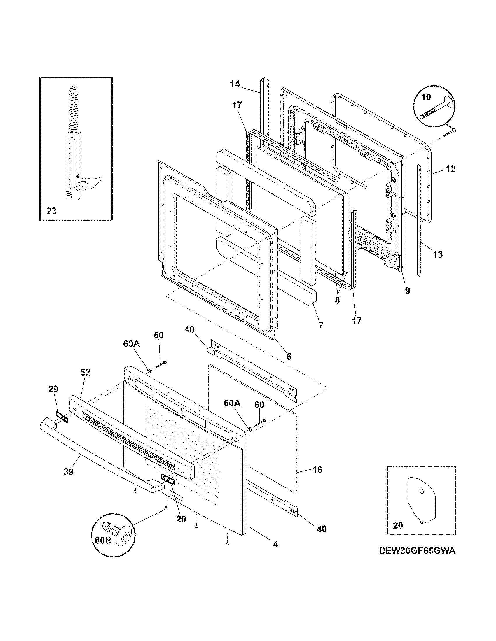 Electrolux EI30GF55GWB door diagram